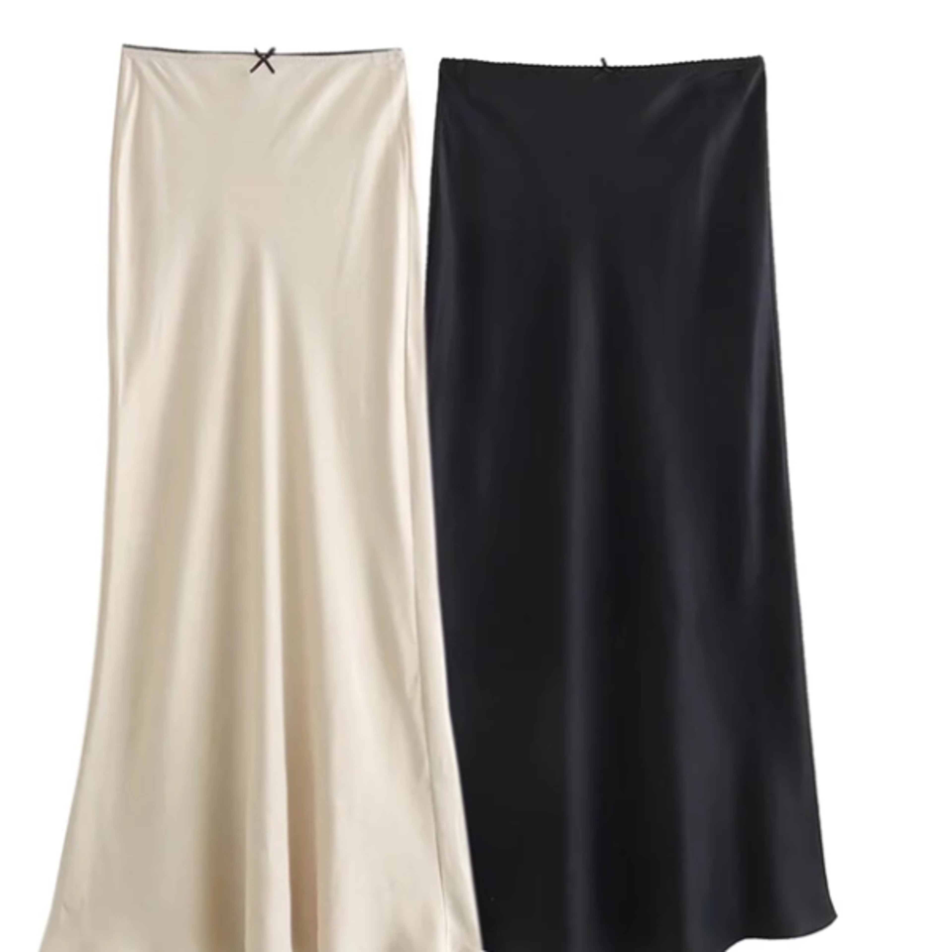ens Satin BowDecorated HighWaist ALine Long Skirt  Vintage Chic Fashion