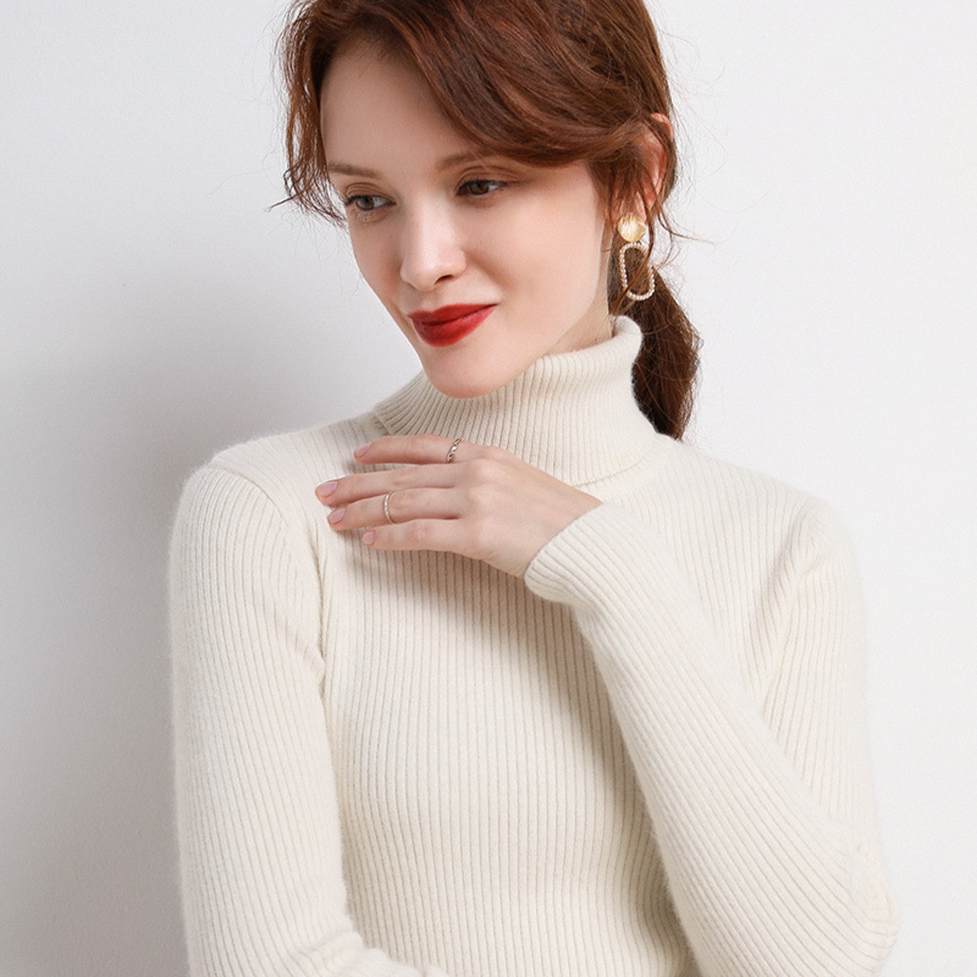 New Autumn And Winter Korean High Neck Sweater Slim Fit Womens Knitted Pullover 1