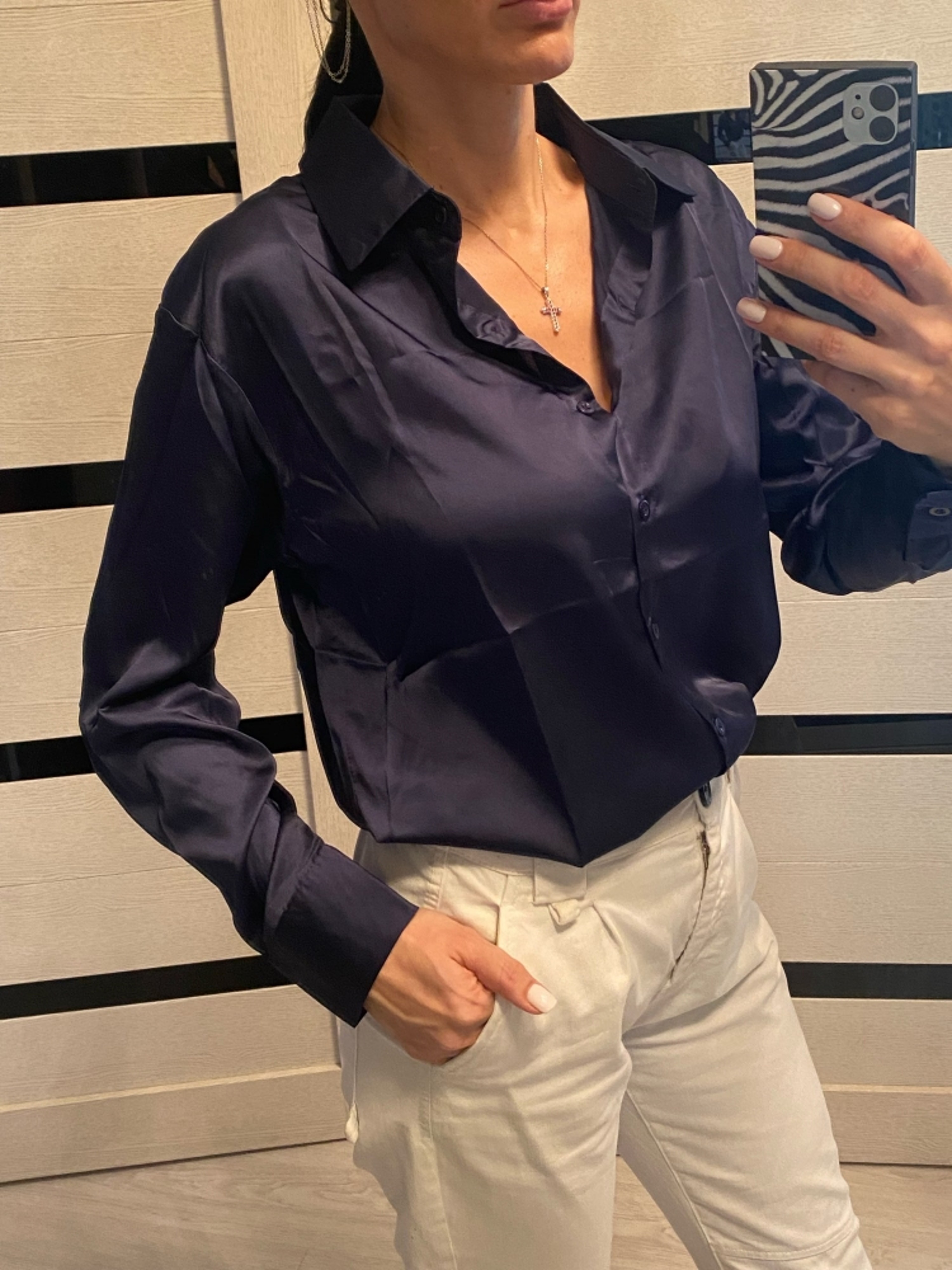 Turn-down Collar Ladies Blouse Autumn, Elegant Satin Loose Women Shirt Spring Vintage Casual Button Silk Tops – view 4