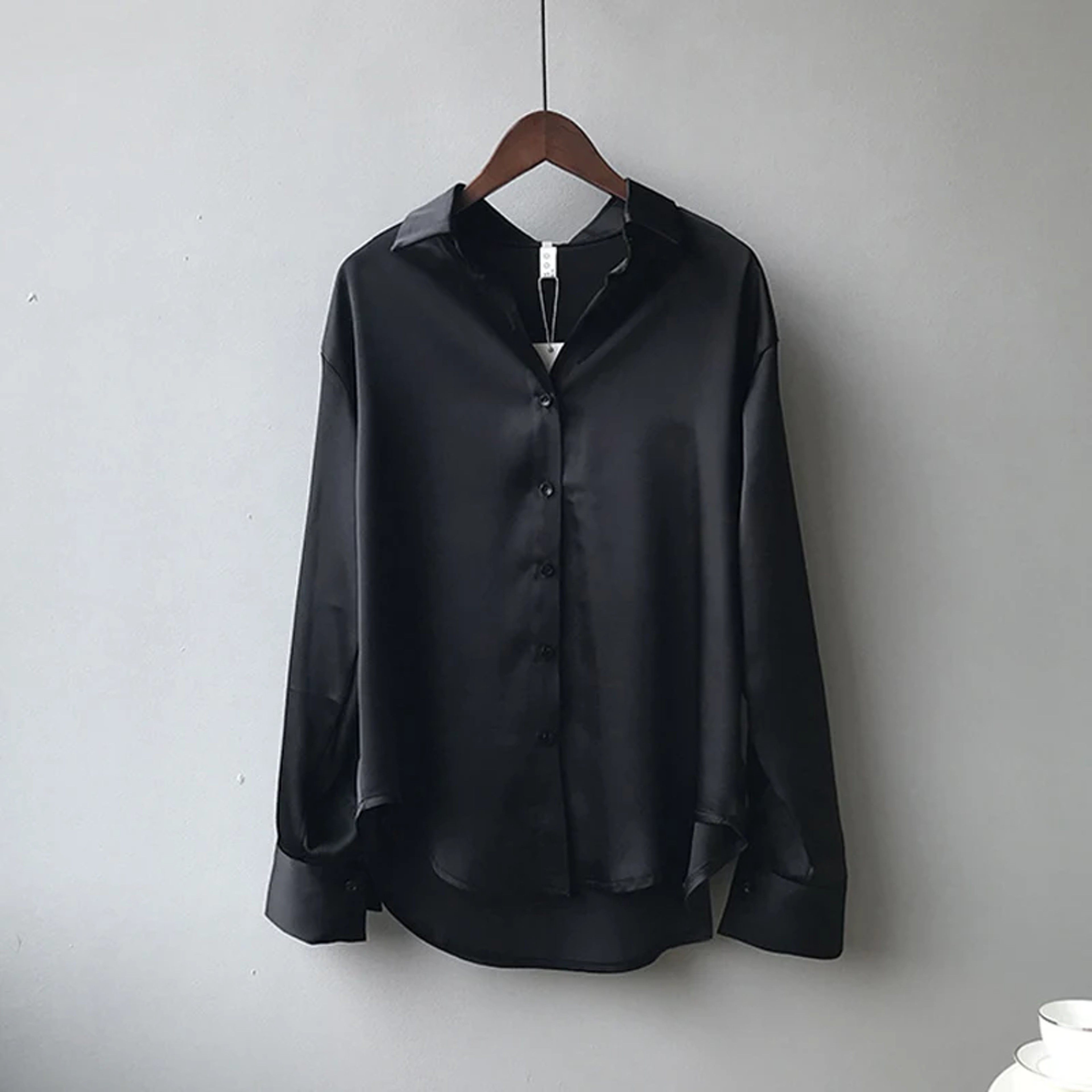 Turn-down Collar Ladies Blouse Autumn, Elegant Satin Loose Women Shirt Spring Vintage Casual Button Silk Tops – view 12