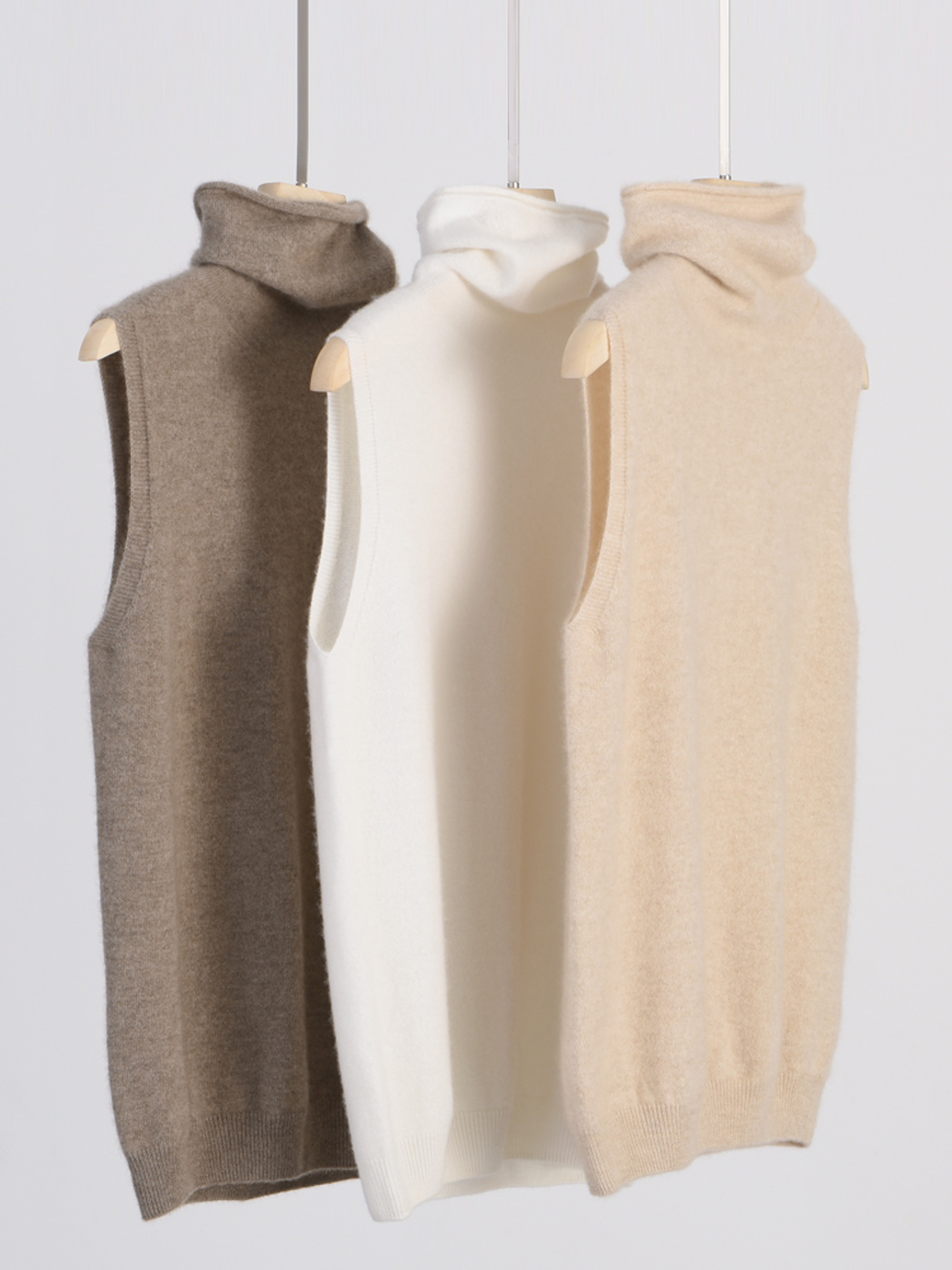 Wool Knitwear Sleeveless Pullovers Turtleneck Sweater, Fashion Waistcoat Vest Tops for Spring Autumn Winter – view 1