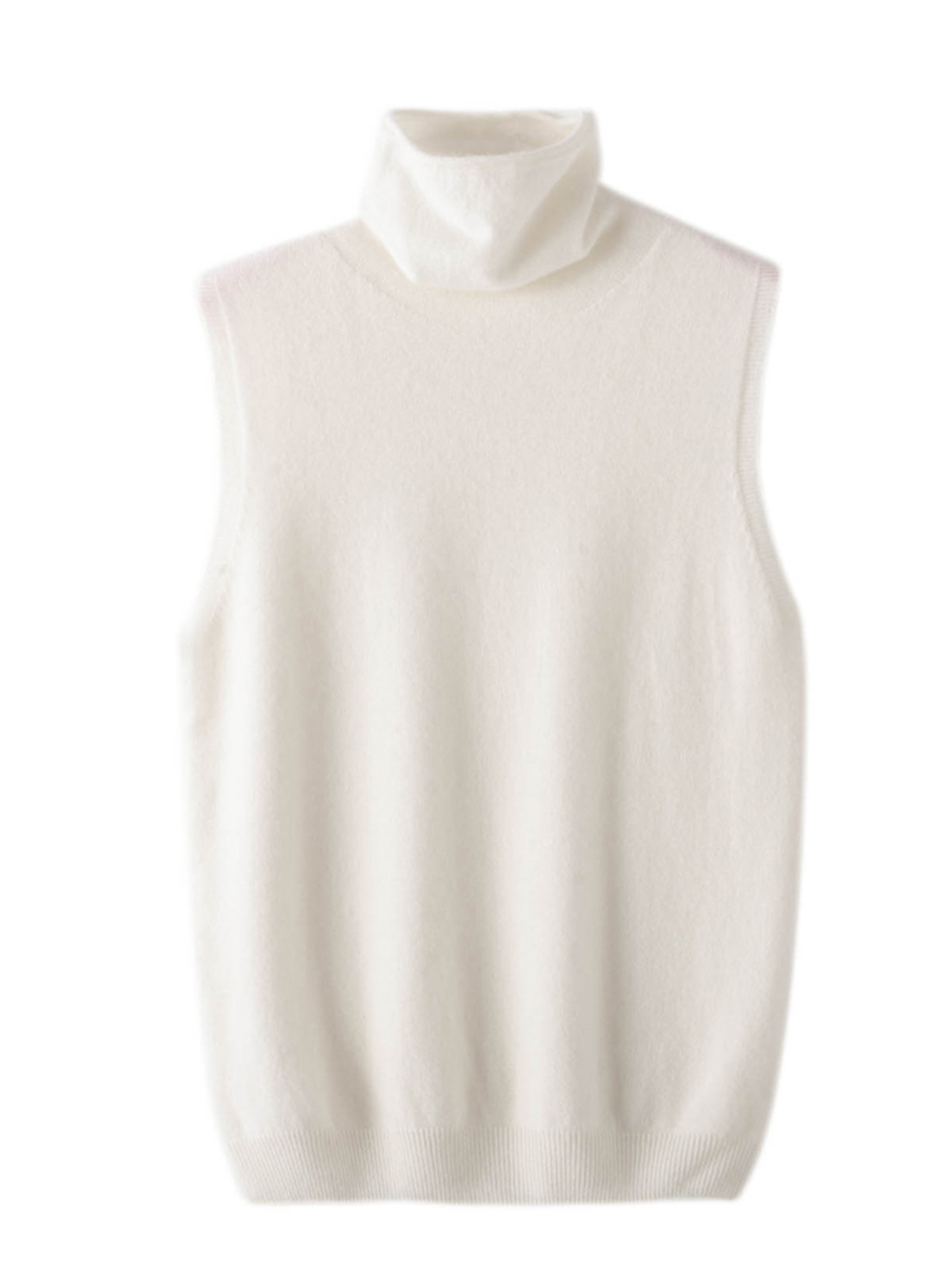 Wool Knitwear Sleeveless Pullovers Turtleneck Sweater, Fashion Waistcoat Vest Tops for Spring Autumn Winter – view 3