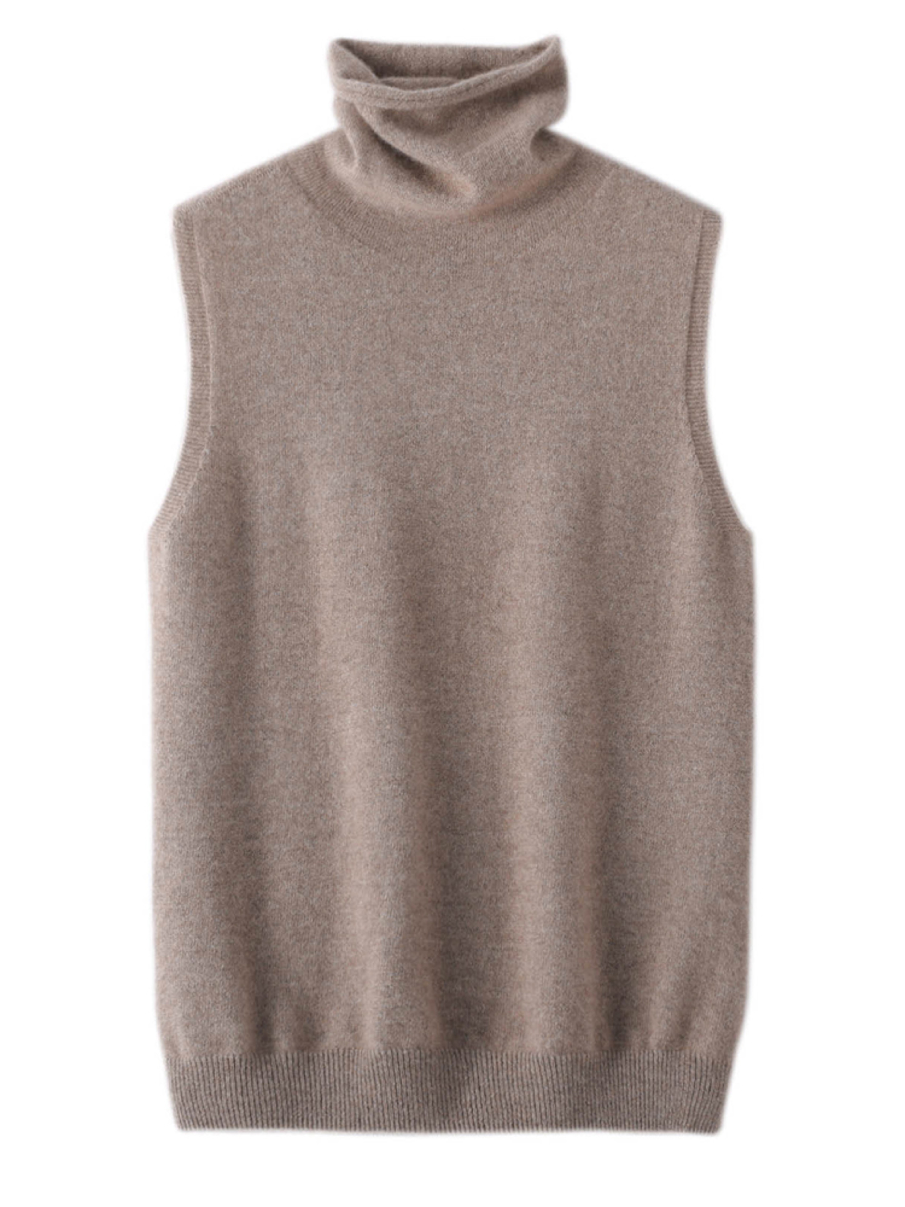 Wool Knitwear Sleeveless Pullovers Turtleneck Sweater, Fashion Waistcoat Vest Tops for Spring Autumn Winter – view 4
