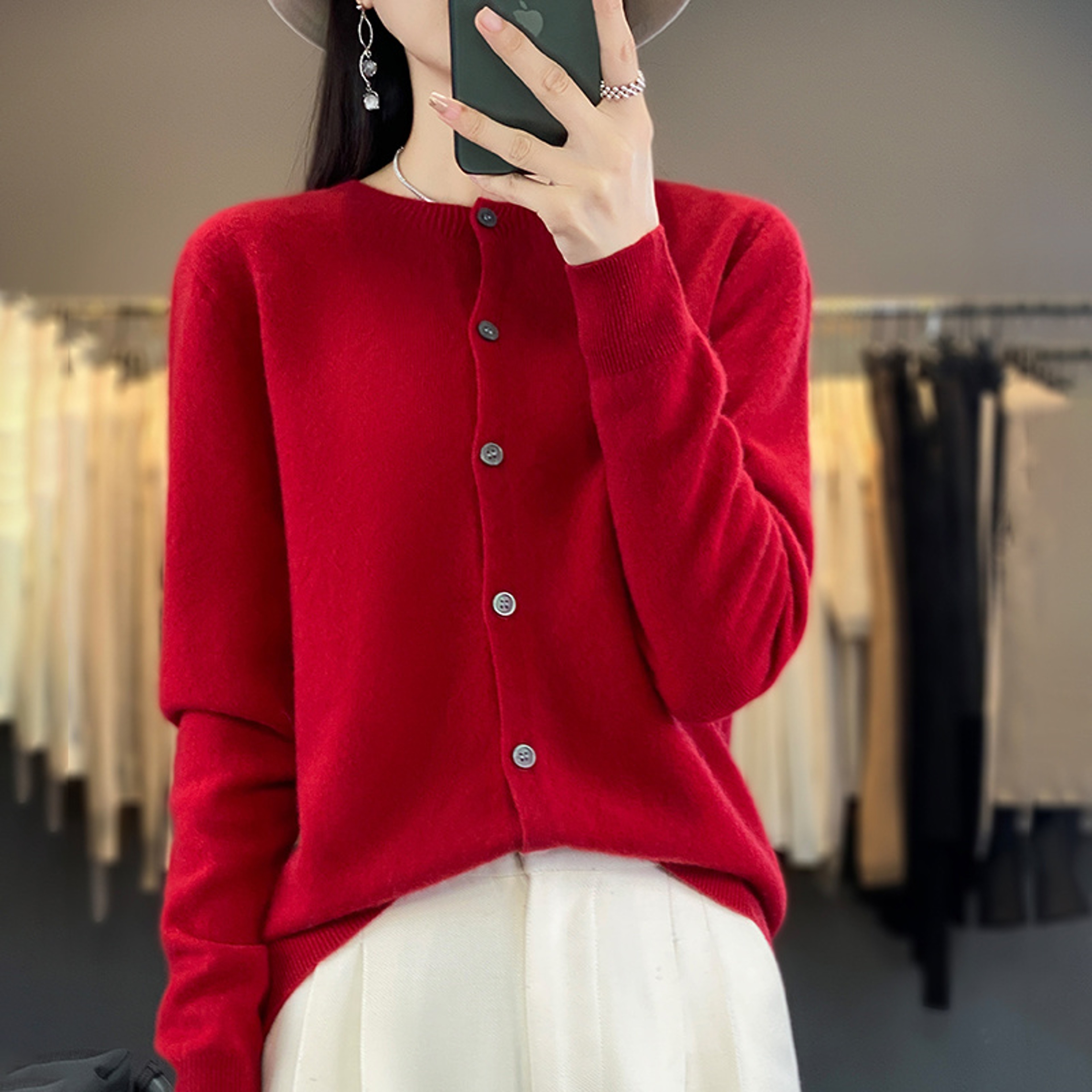 Casual Wool Sweater Women O-Neck Cardigan Buttoned Knitwear Soft Winter Tops – view 8