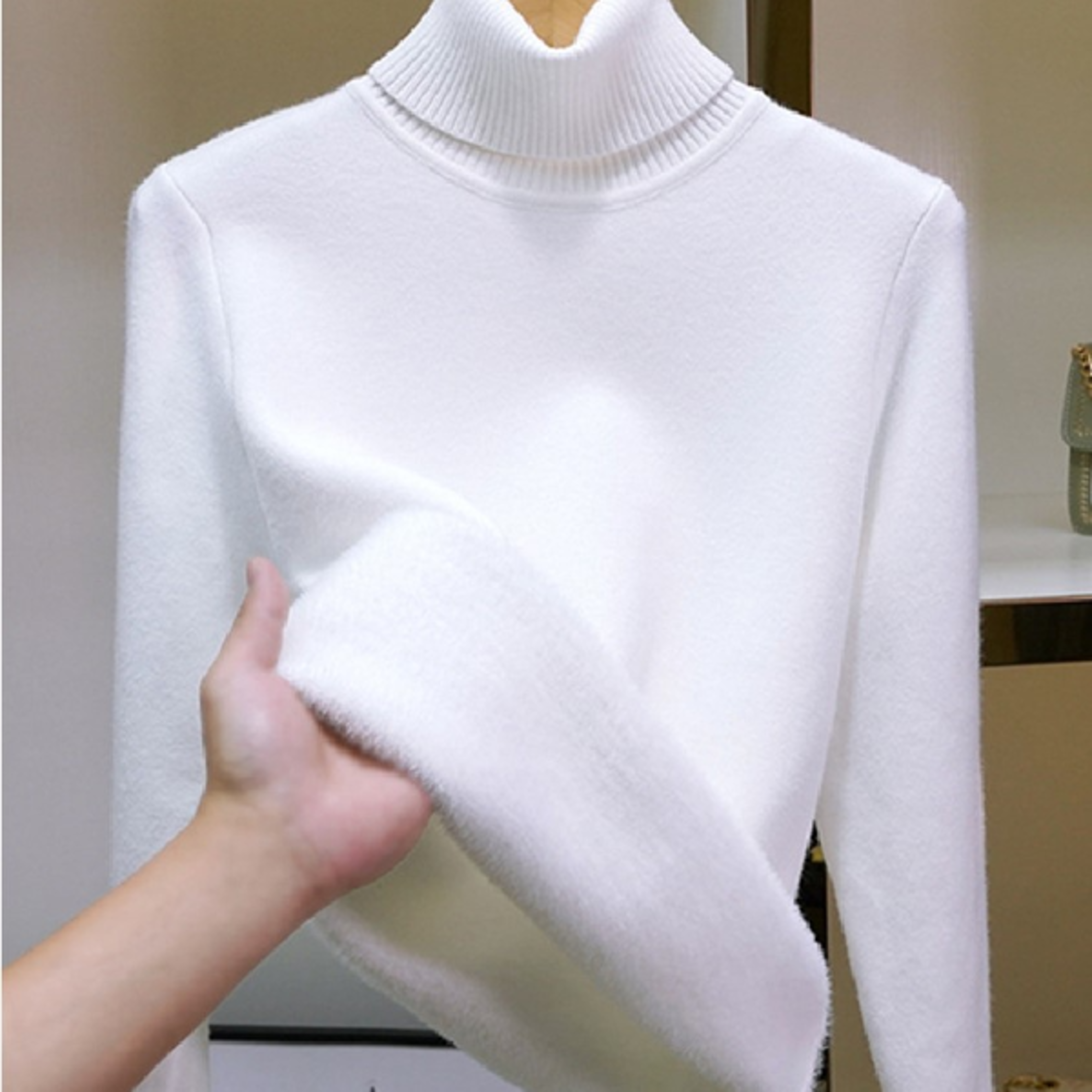 eck Sweater Women Korean Fashion Lined Warm Sueter Knitted Pullover Slim Top Winter Jersey Knitwear