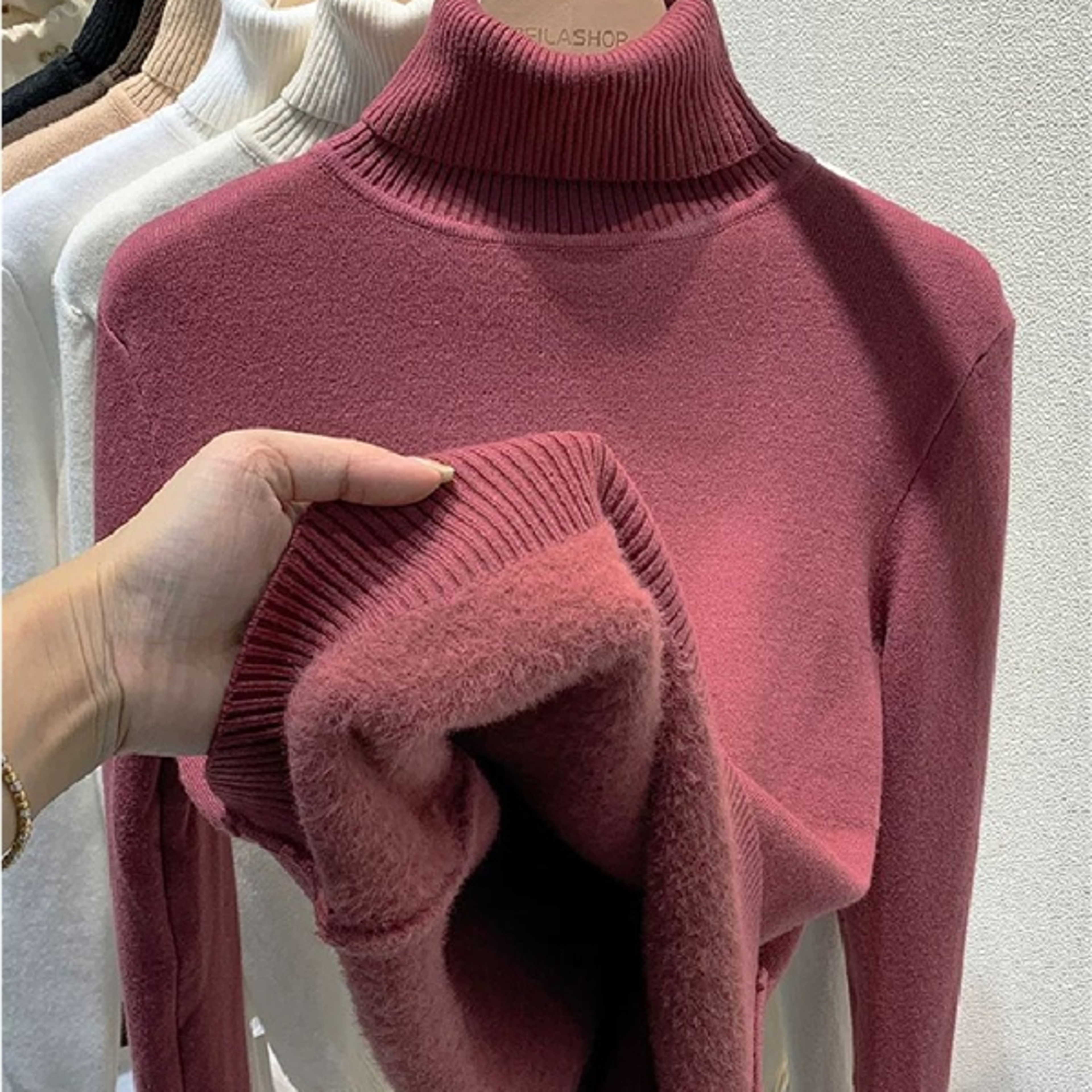 eck Sweater Women Korean Fashion Lined Warm Sueter Knitted Pullover Slim Top Winter Jersey Knitwear