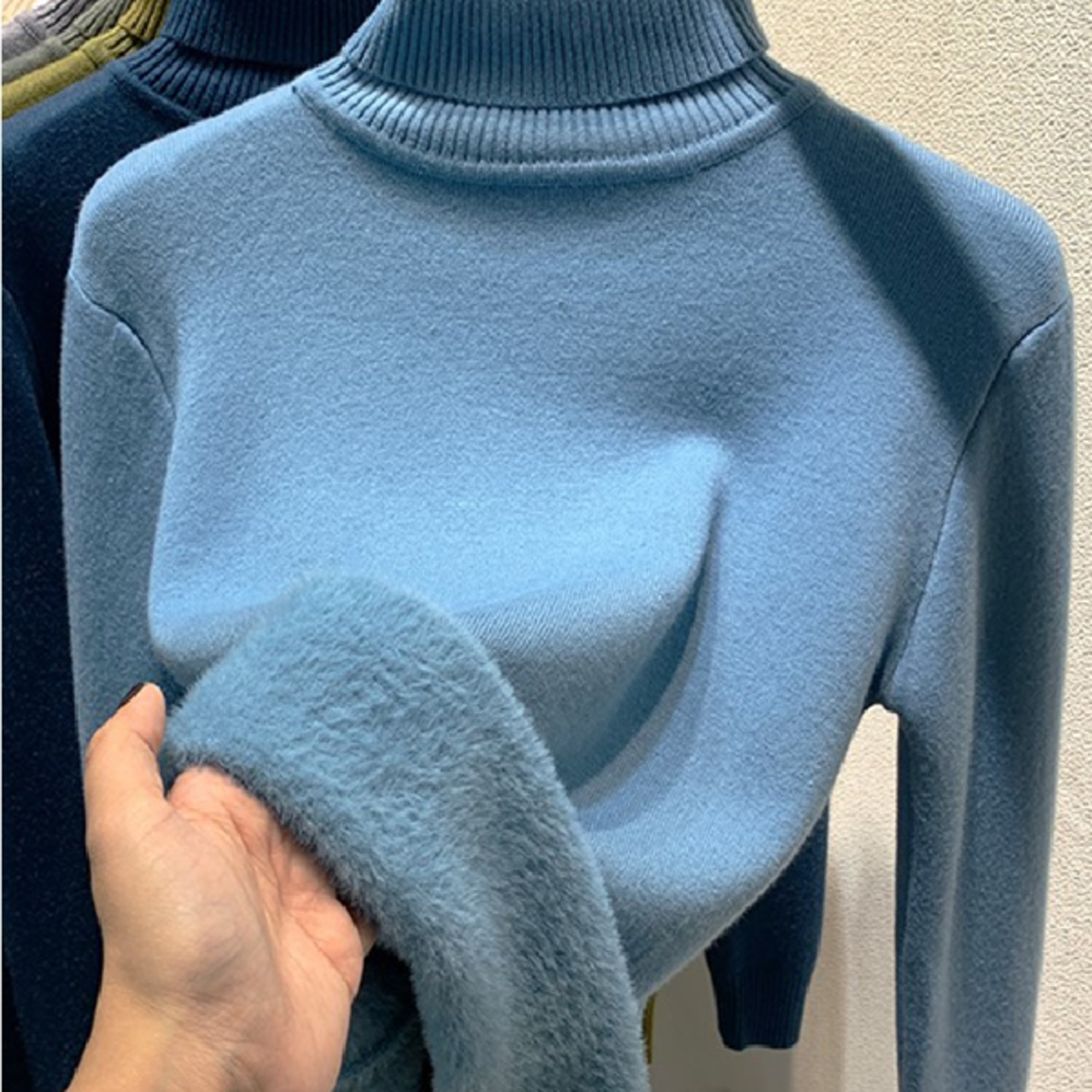 eck Sweater Women Korean Fashion Lined Warm Sueter Knitted Pullover Slim Top Winter Jersey Knitwear
