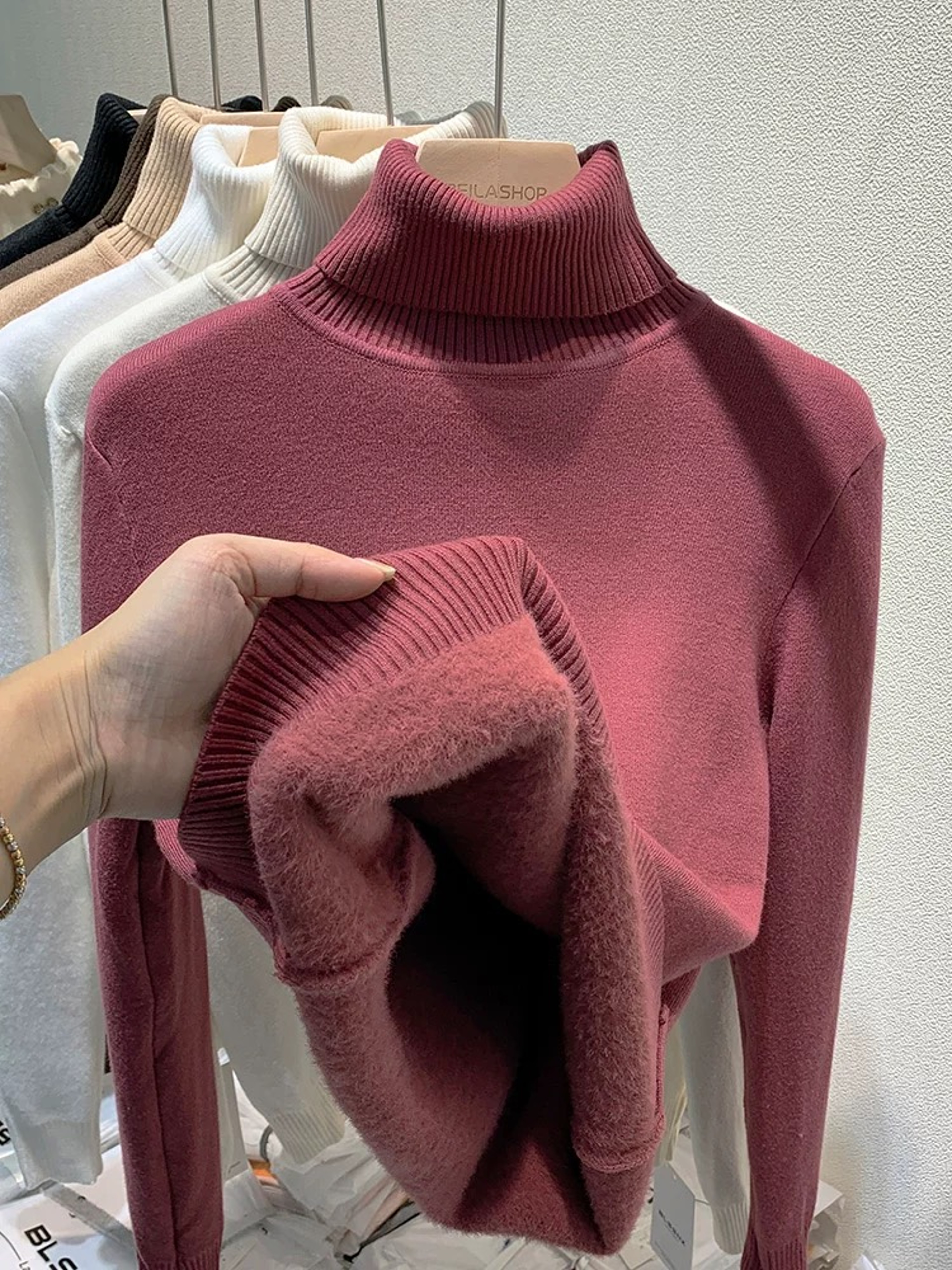 Sweater Women Velvet Lined Thicken Warm Pullover Slim Jersey Knitwear Jumper New 1