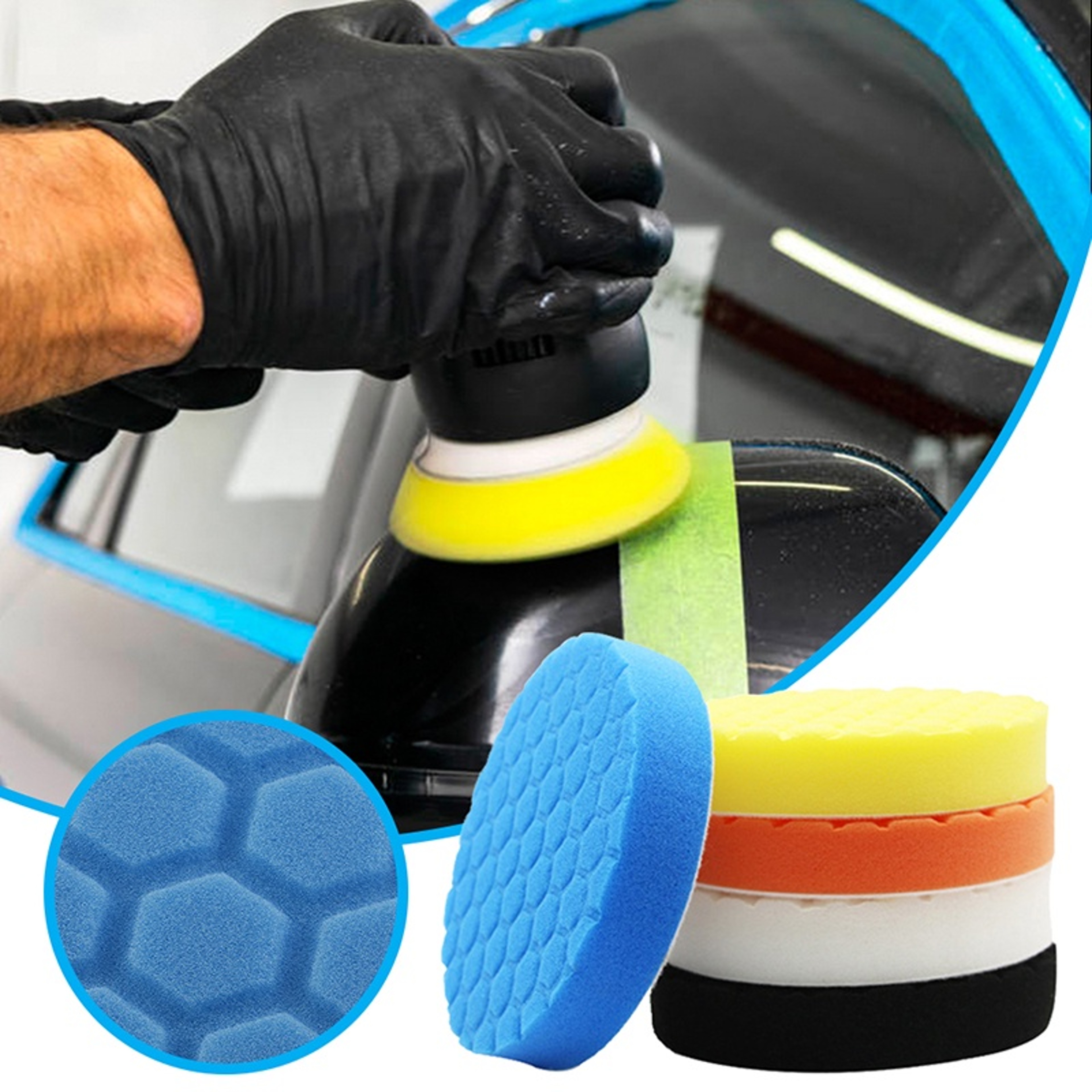 Auto Self-Adhesive Car Polishing Pad Kit, Buffing Waxing Sponge Wheel Polishing Pad for Drill – view 6