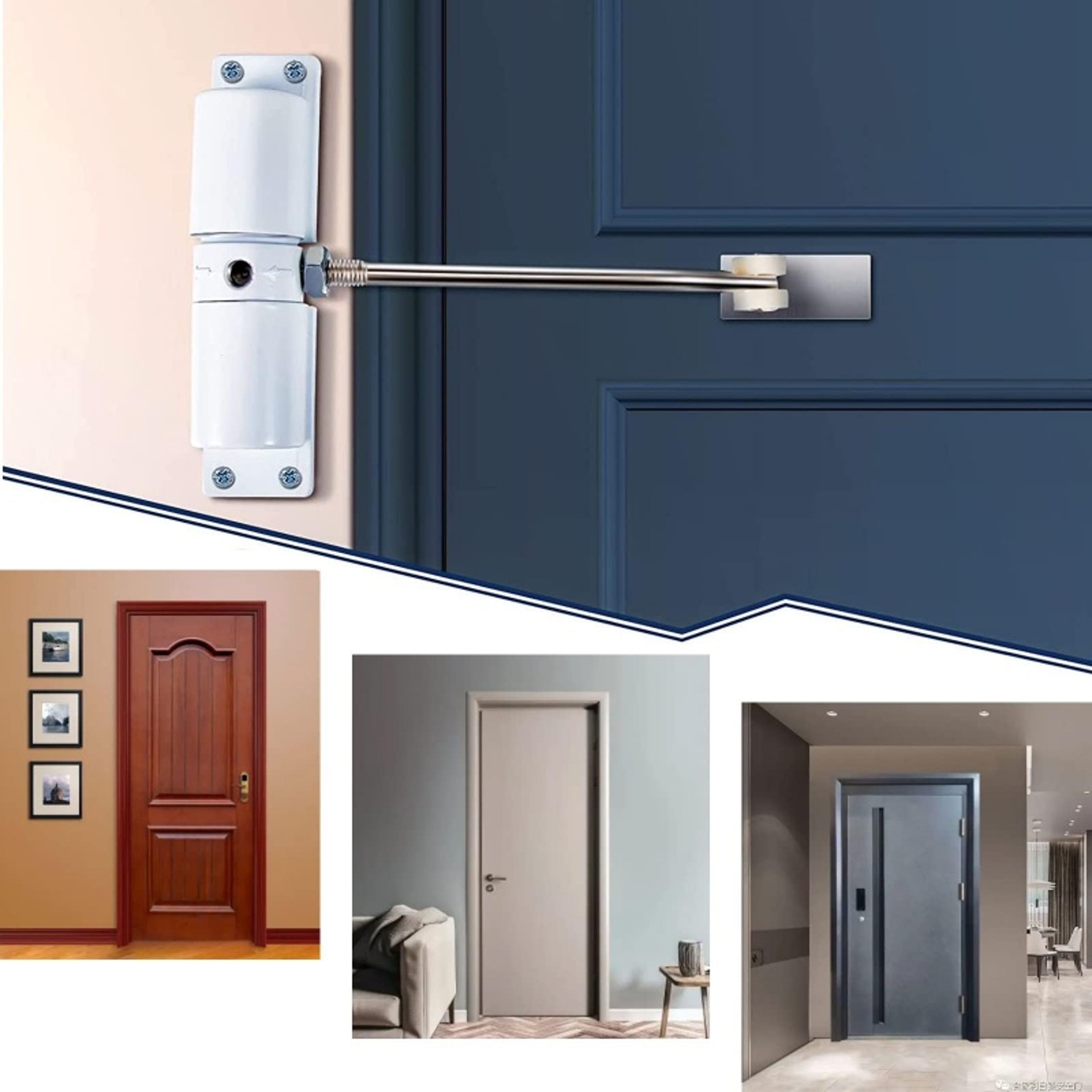 Durable Metal Door Closer Adjustable Heavy Duty Safety Spring For Quiet Hinged Doors 4
