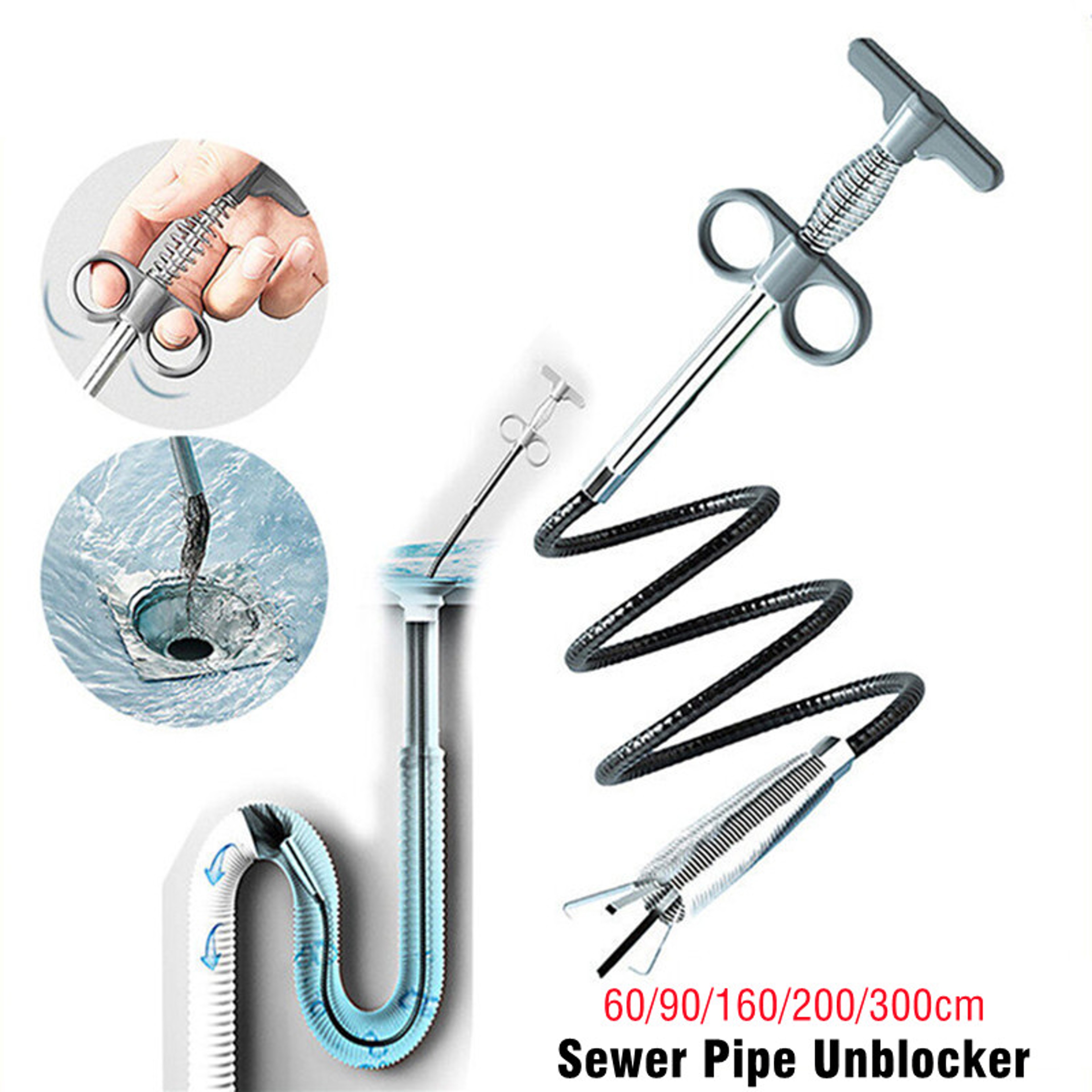 Spring Pipe Dredging Tool for Kitchen, Bathroom, and Sewer Cleaning, Pipe Unblocker Snake – view 1
