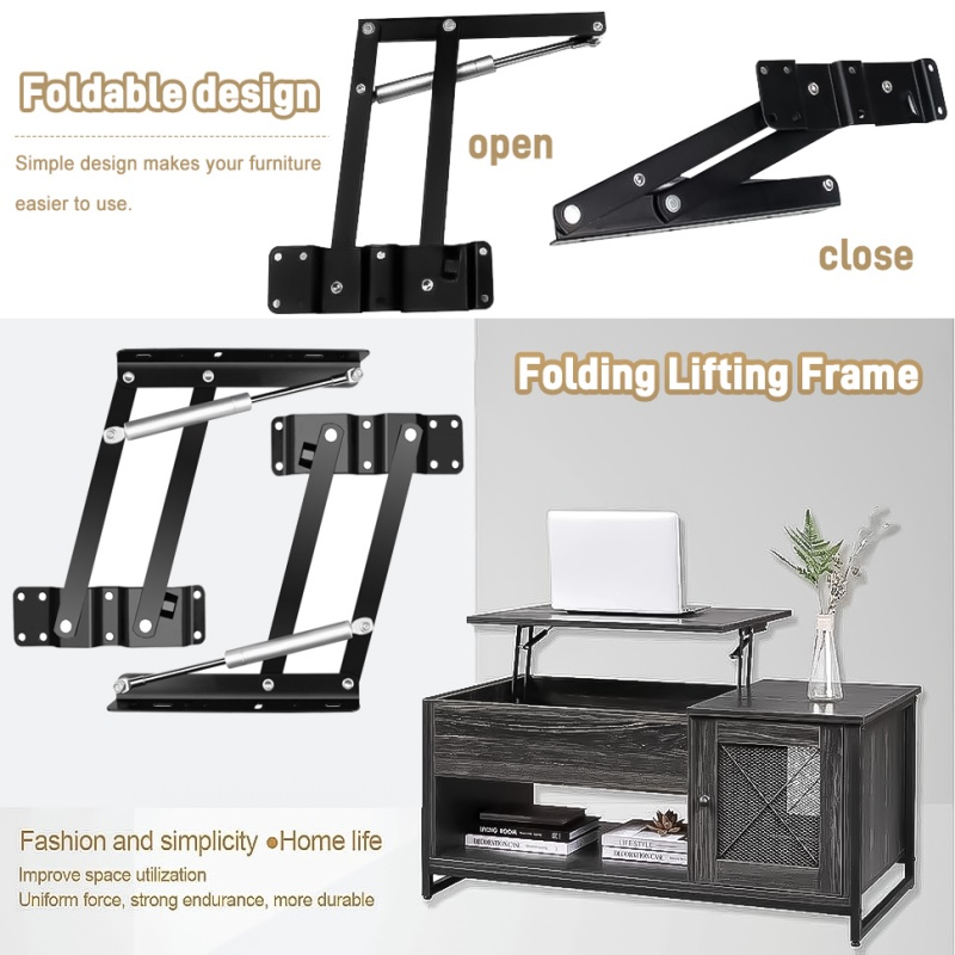 Top Coffee Table Lifting Frame Desk Mechanism, Standing Rack Hinges Bracket, Hardware Fitting Hinge Spring – view 6