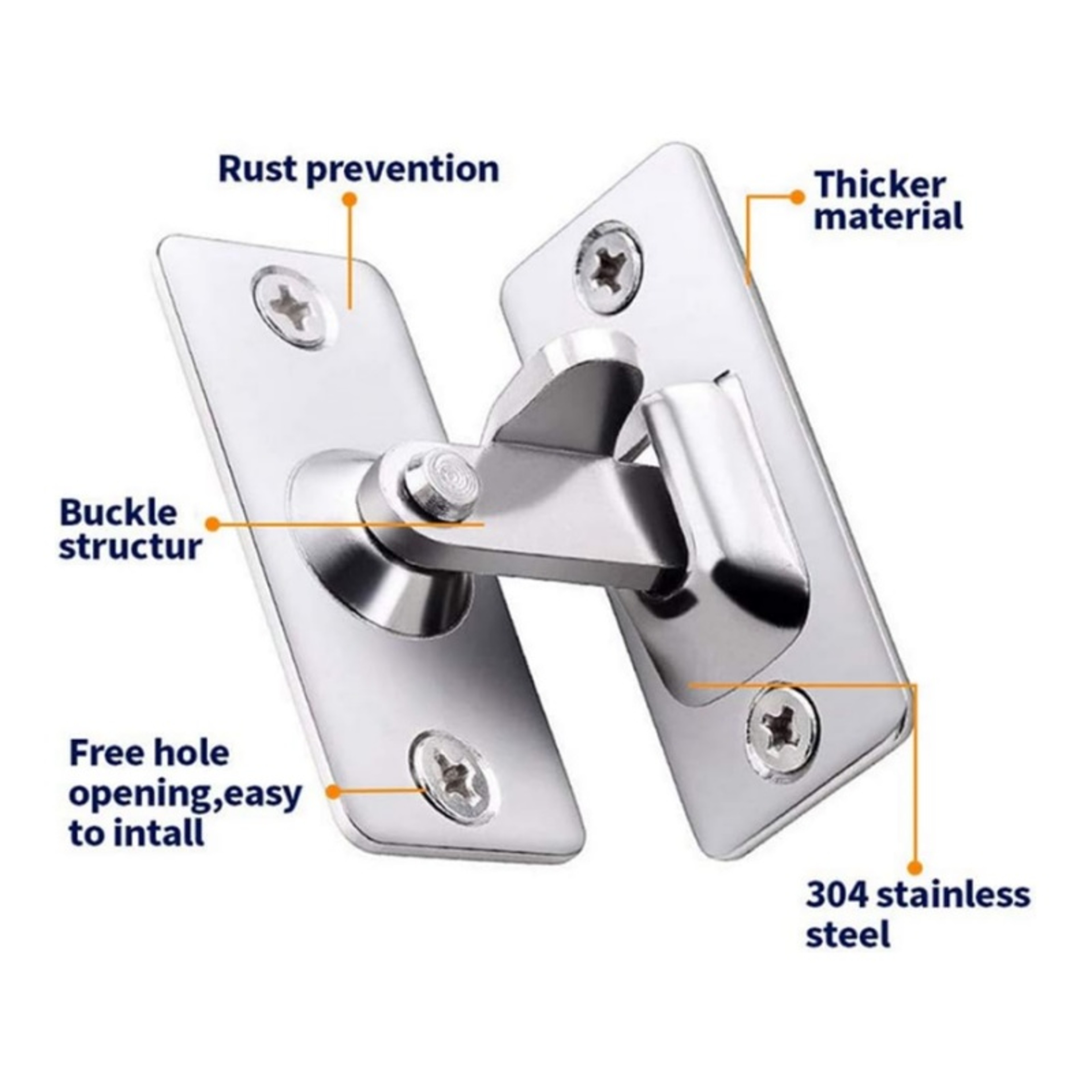 Stainless Steel Gate Hardware, Latch Gate Latches Safety Door Lock for Barn and Wood Fence – view 3