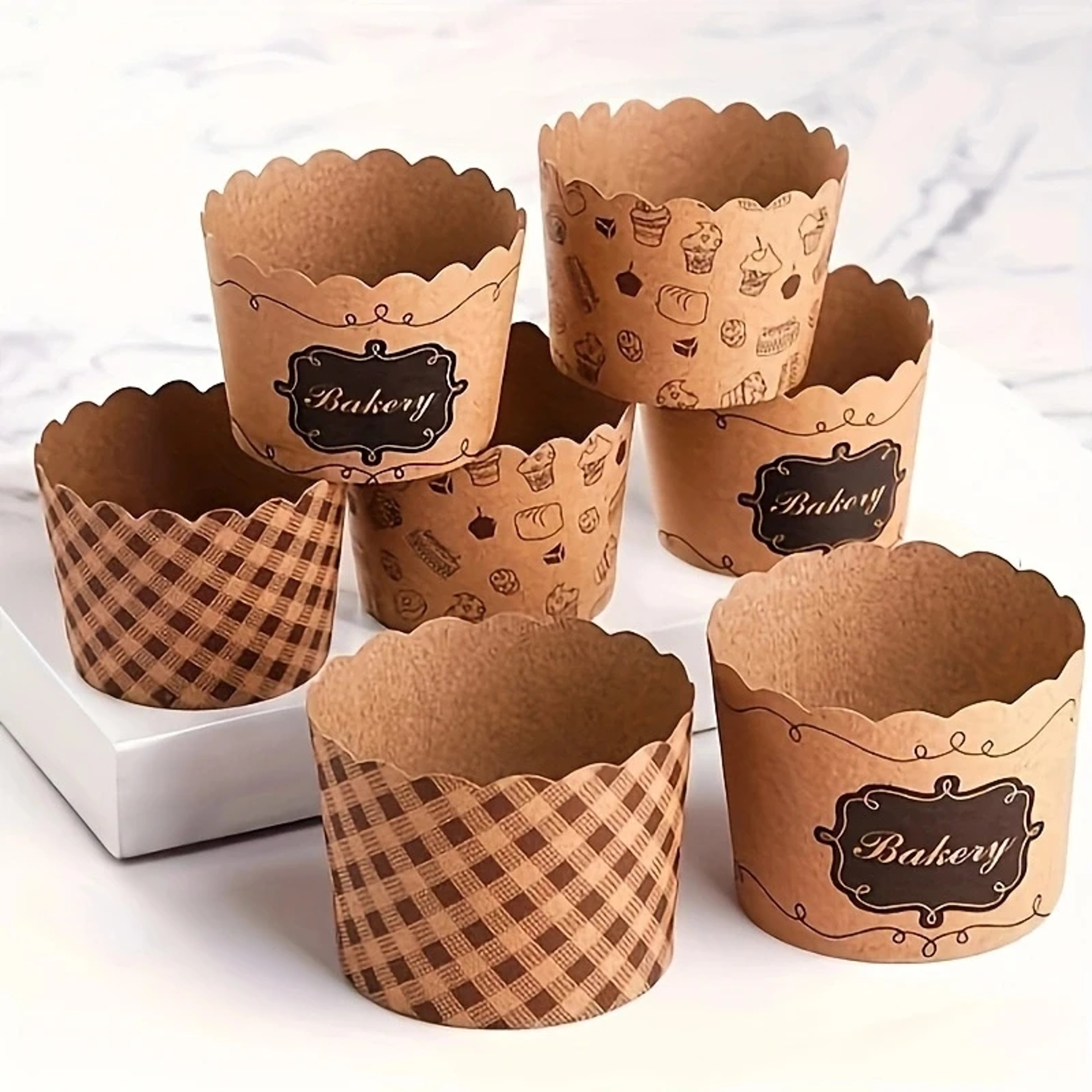 Kraft Paper Muffin Cups for Baking and Serving, Small Kitchen Accessories for Cakes, Pastries, More – view 4