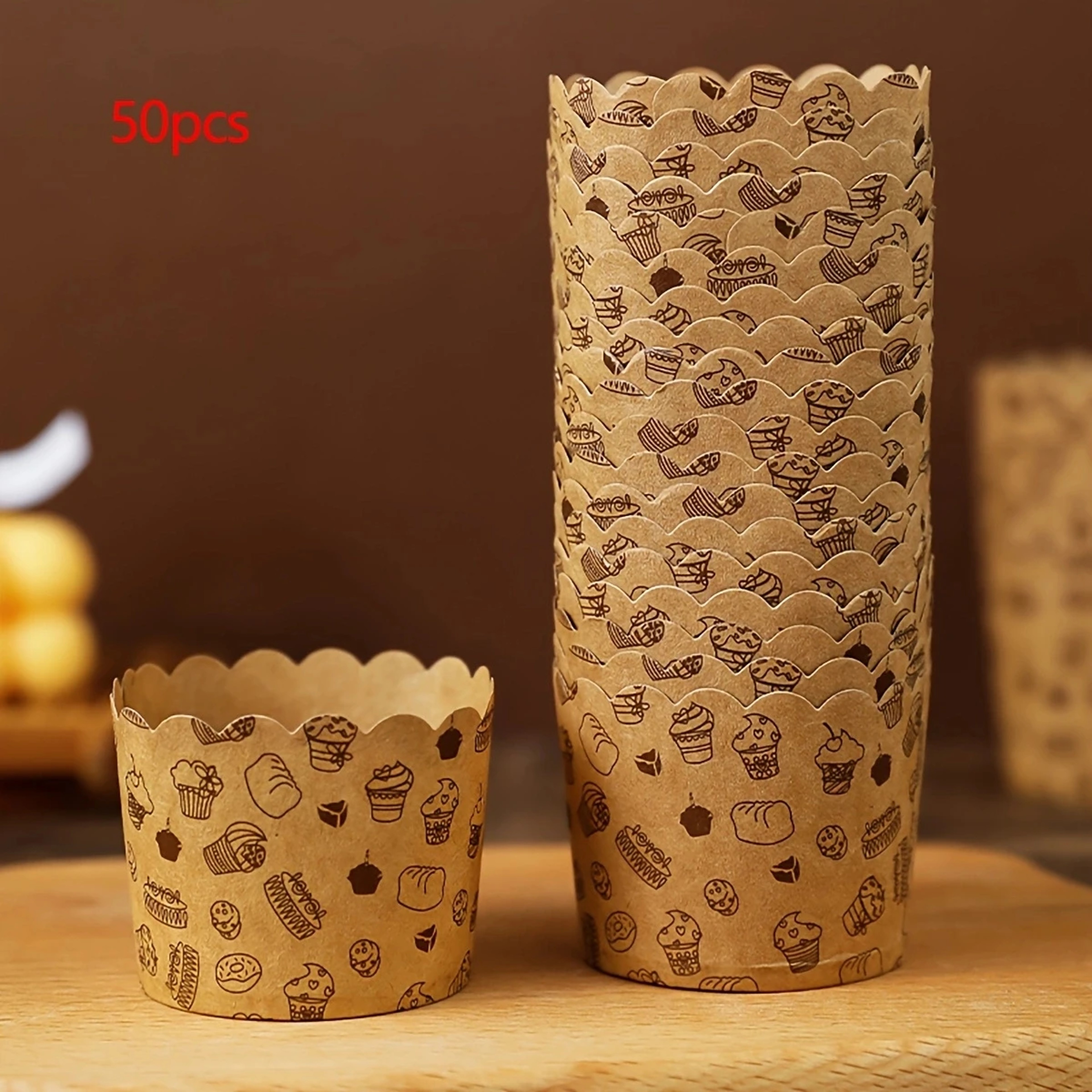 Kraft Paper Muffin Cups for Baking and Serving, Small Kitchen Accessories for Cakes, Pastries, More – view 7