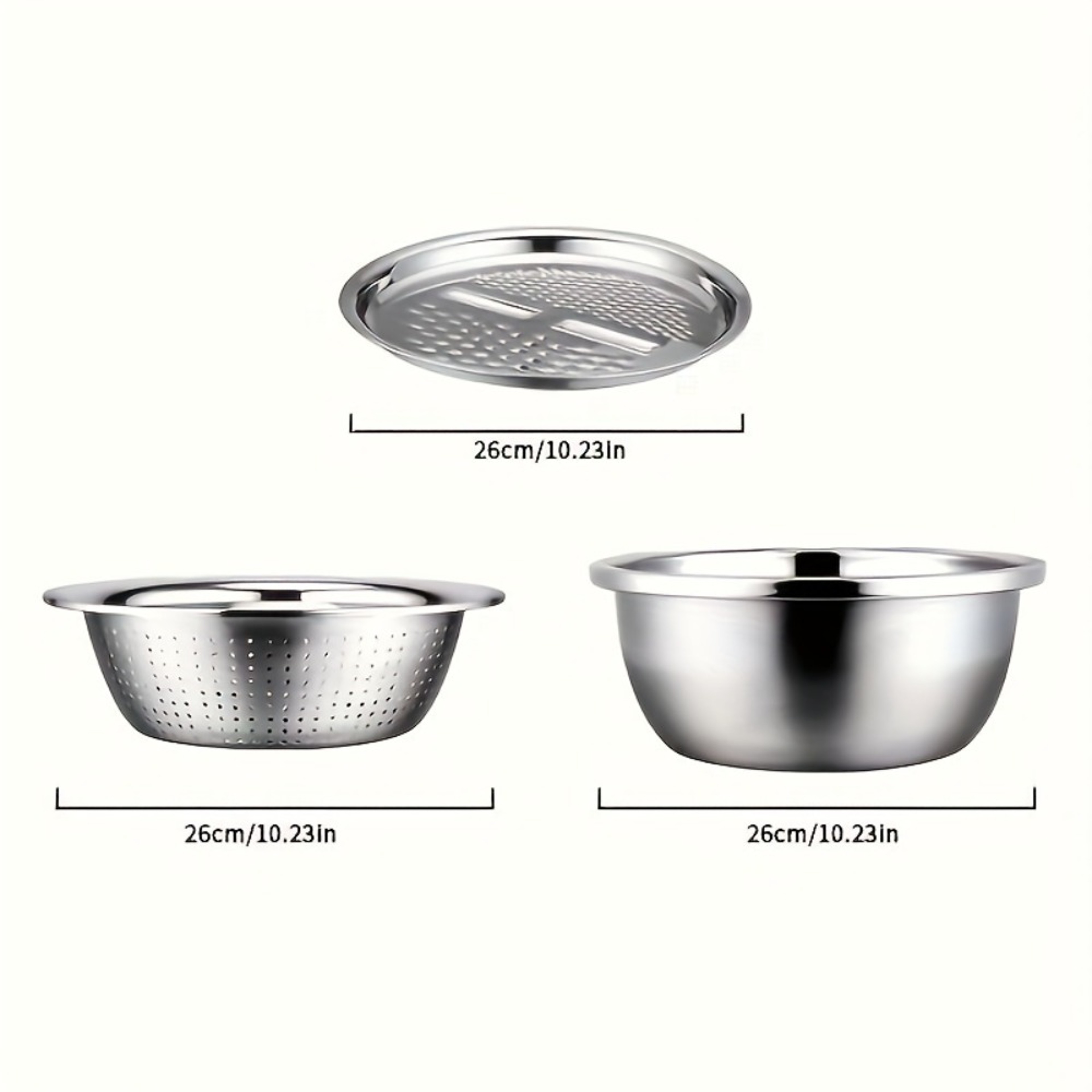 Mixing Bowl and Stainless Steel Multifunctional Strainer for Washing and Slicing Fruits, Vegetables – view 4