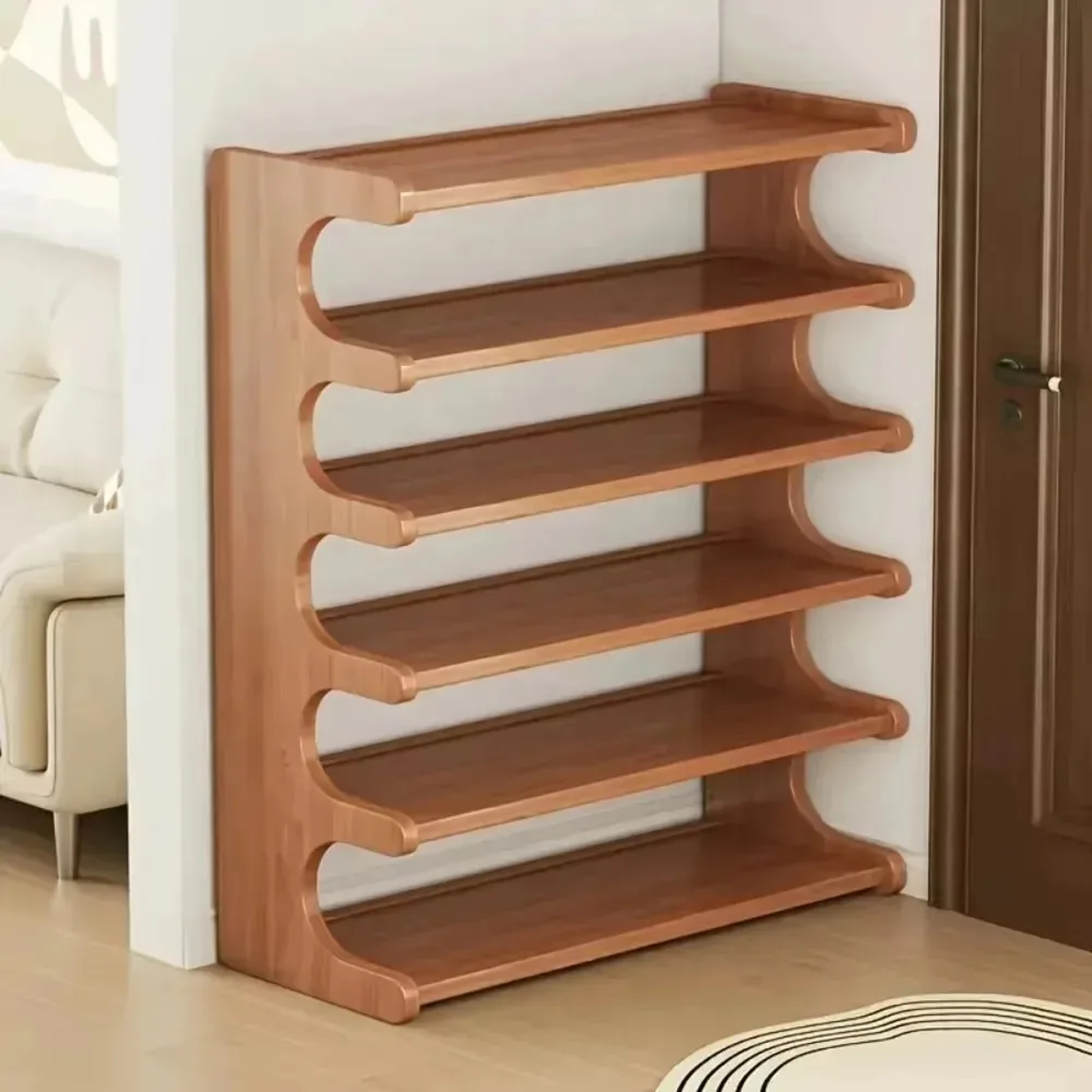 Wooden Shoe Cabinet Multifunctional Bamboo Shoe Storage Rack Simple Chinese Style Organizer 3