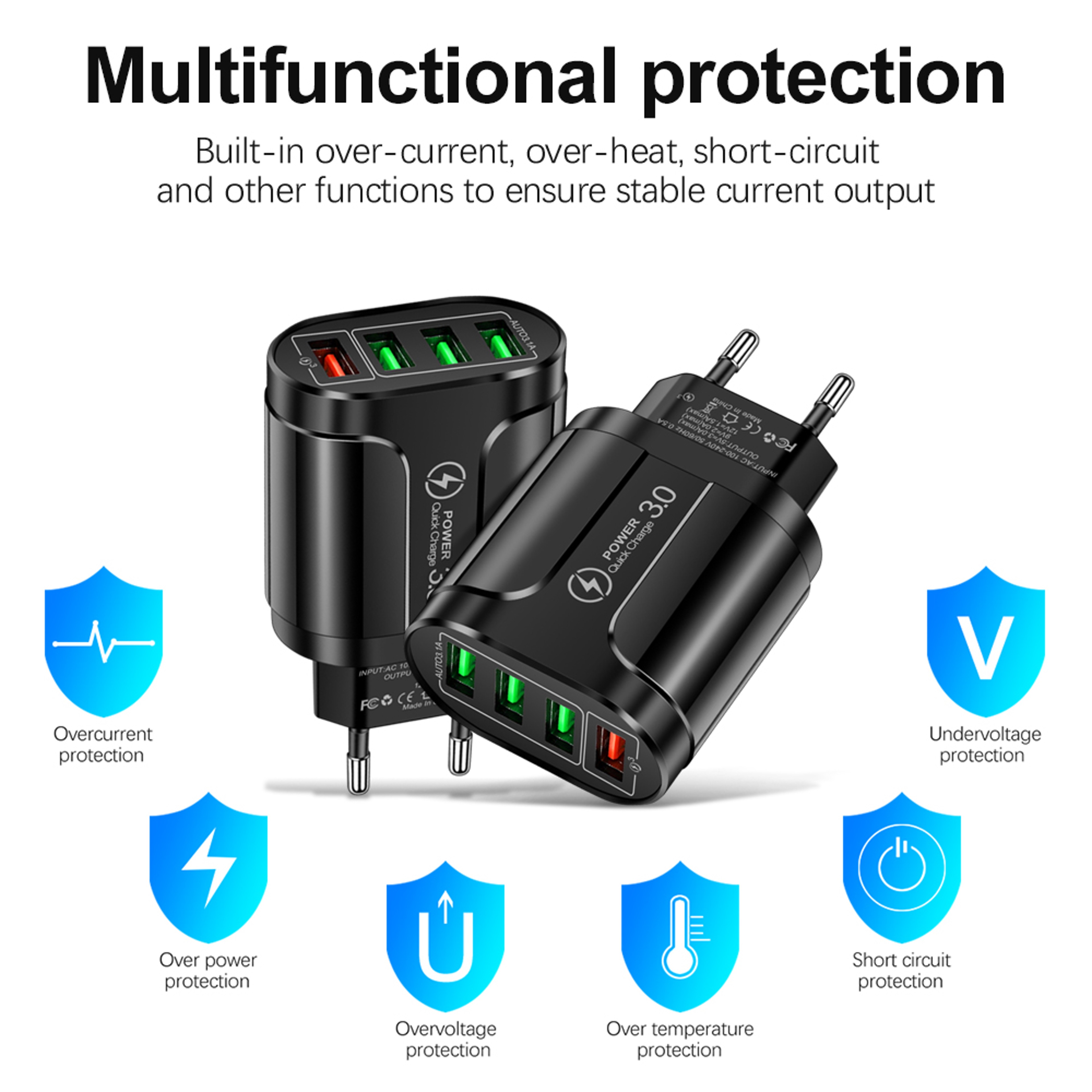 Wall Mobile Phone Fast Charging Adapter Travel Charger For IPhone Samsung Xiaomi Universal USB Powe 3