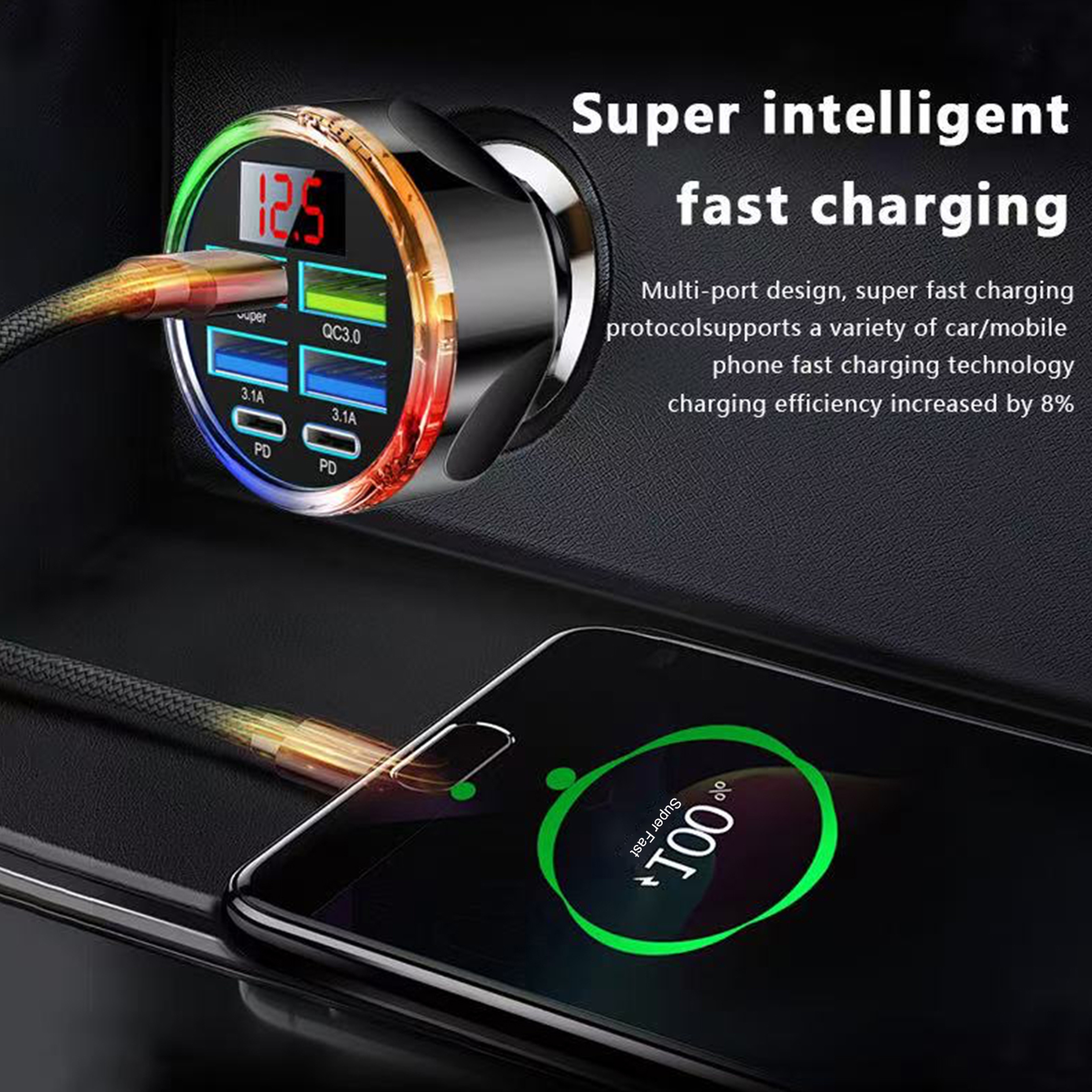 Colorful Light PPS Super Fast Charger Charger Adapter With Voltage Display Fast Charge With Built I 5
