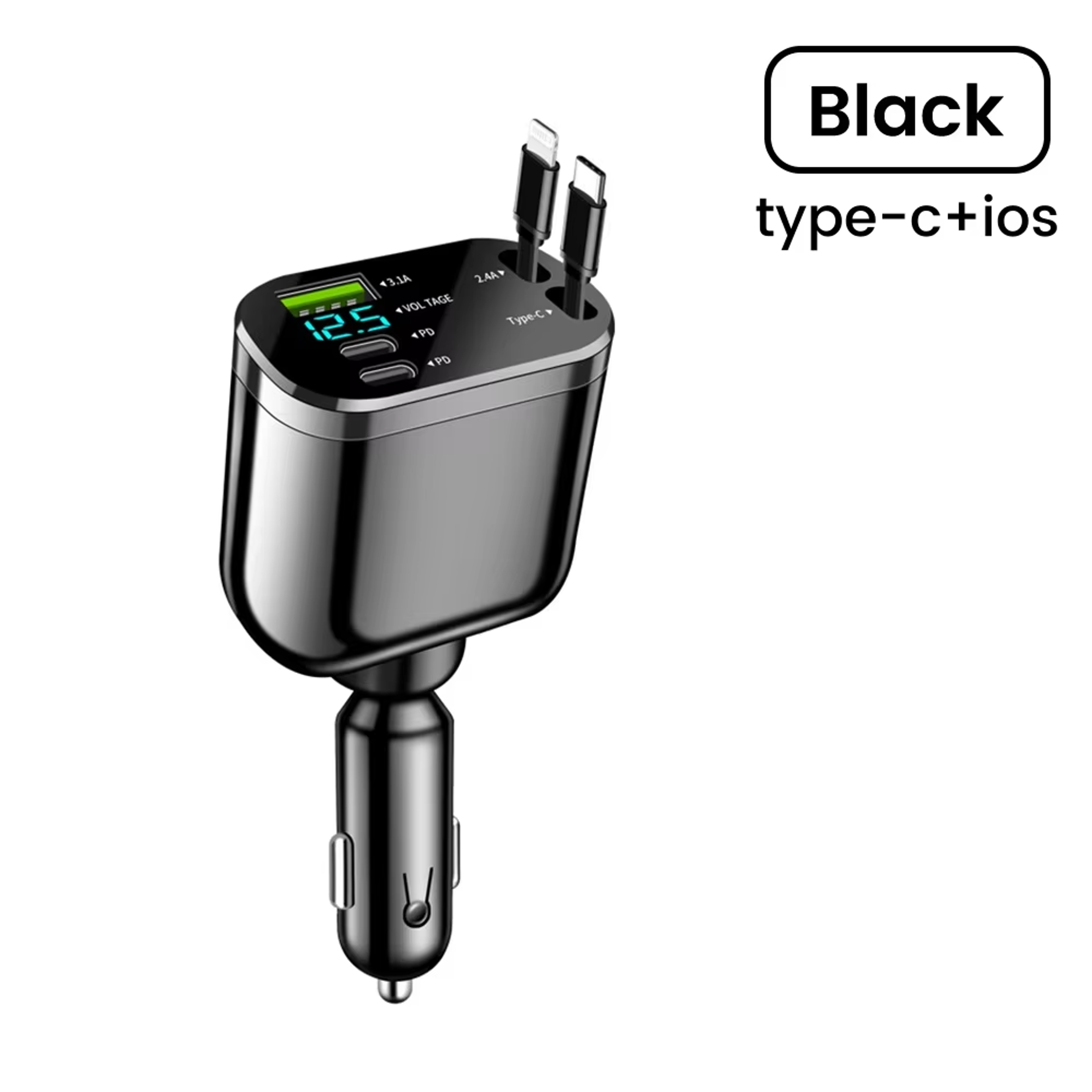 Car Charger For IPhone Samsung Xiaomi Adapter Fast Charging Type C To Lightning Retractable Cord 6