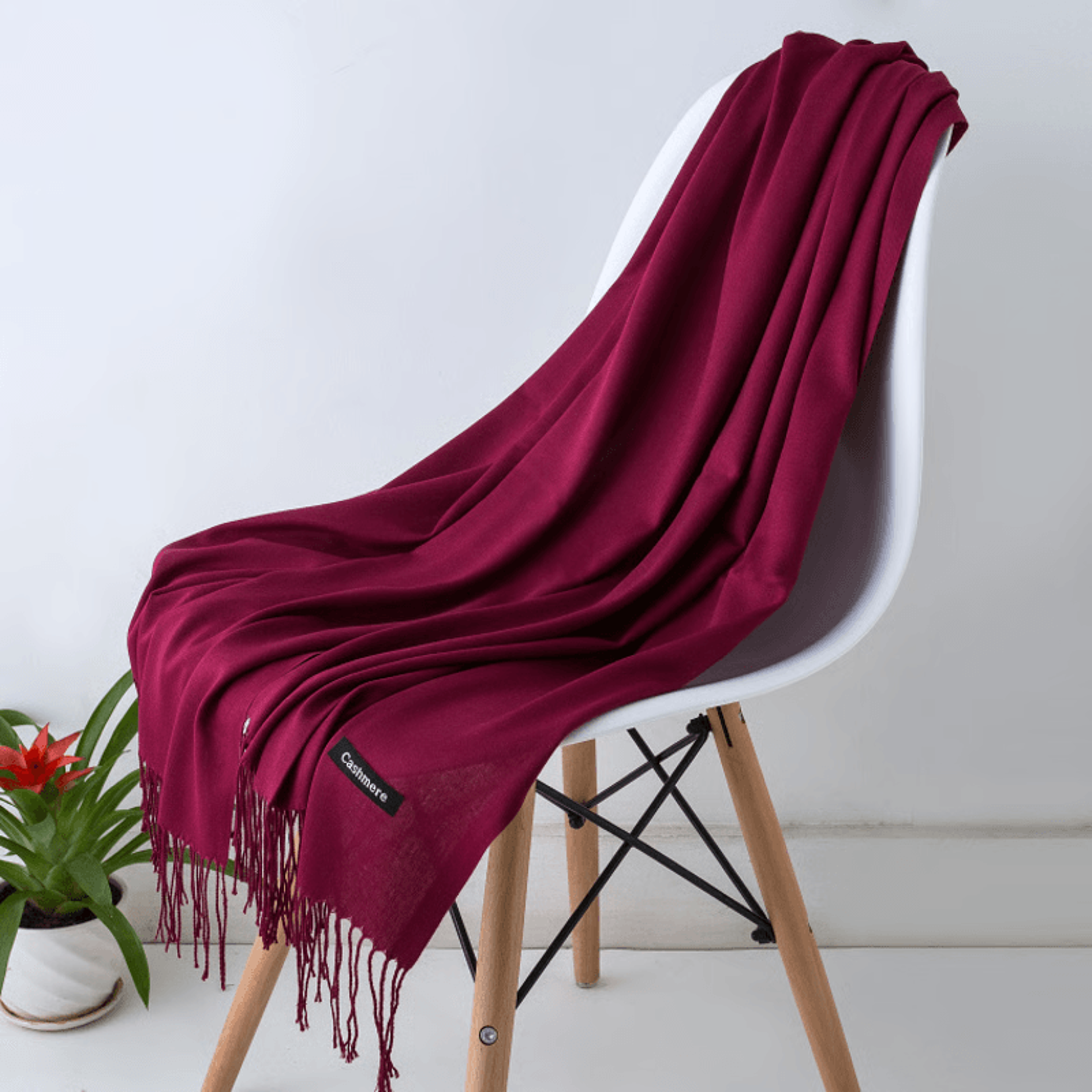 Classic scarf over a wool coat