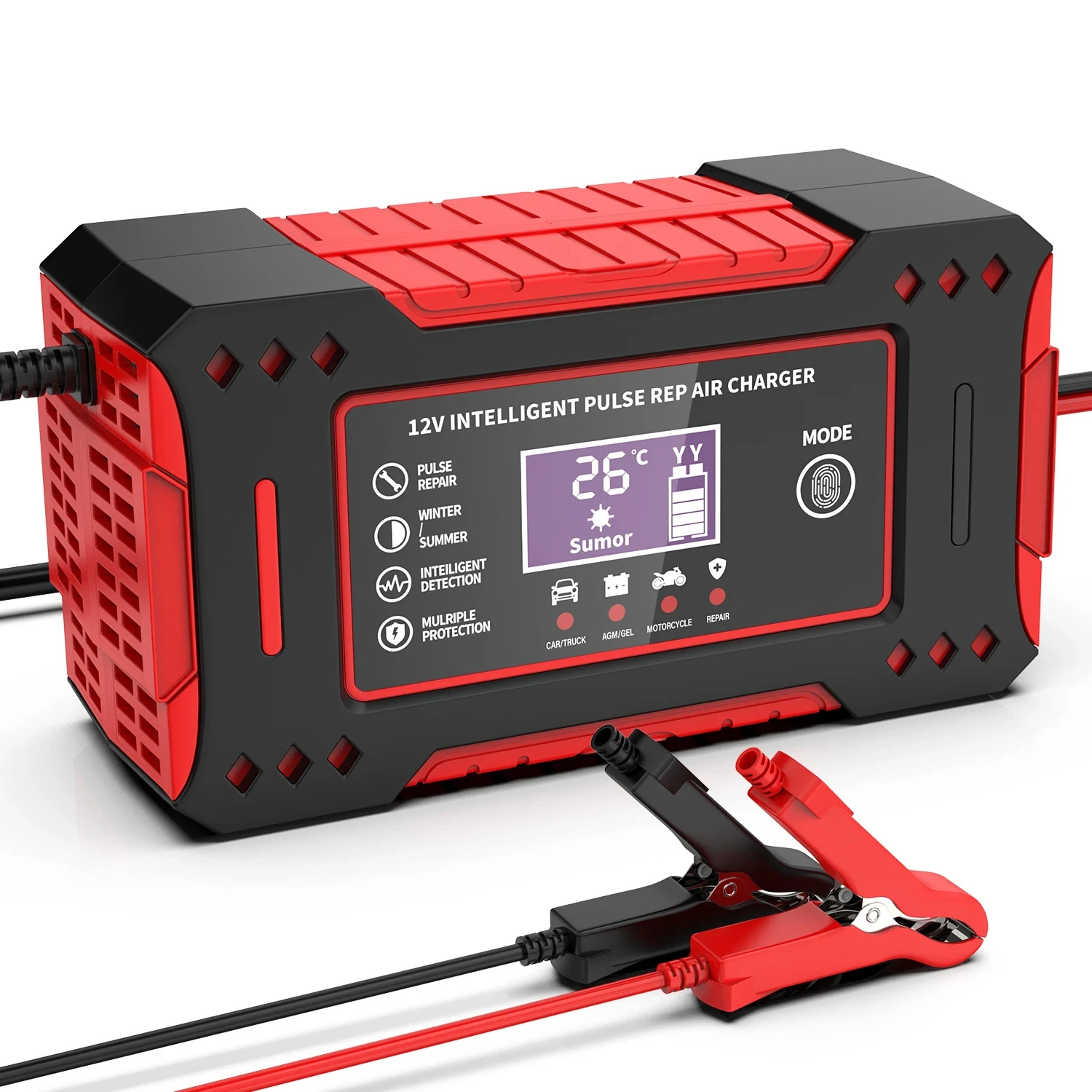 LCD Display Motorcycle Battery Maintainer For LeadAcid Repair Motorcycle Charger For Battery Mainte 2