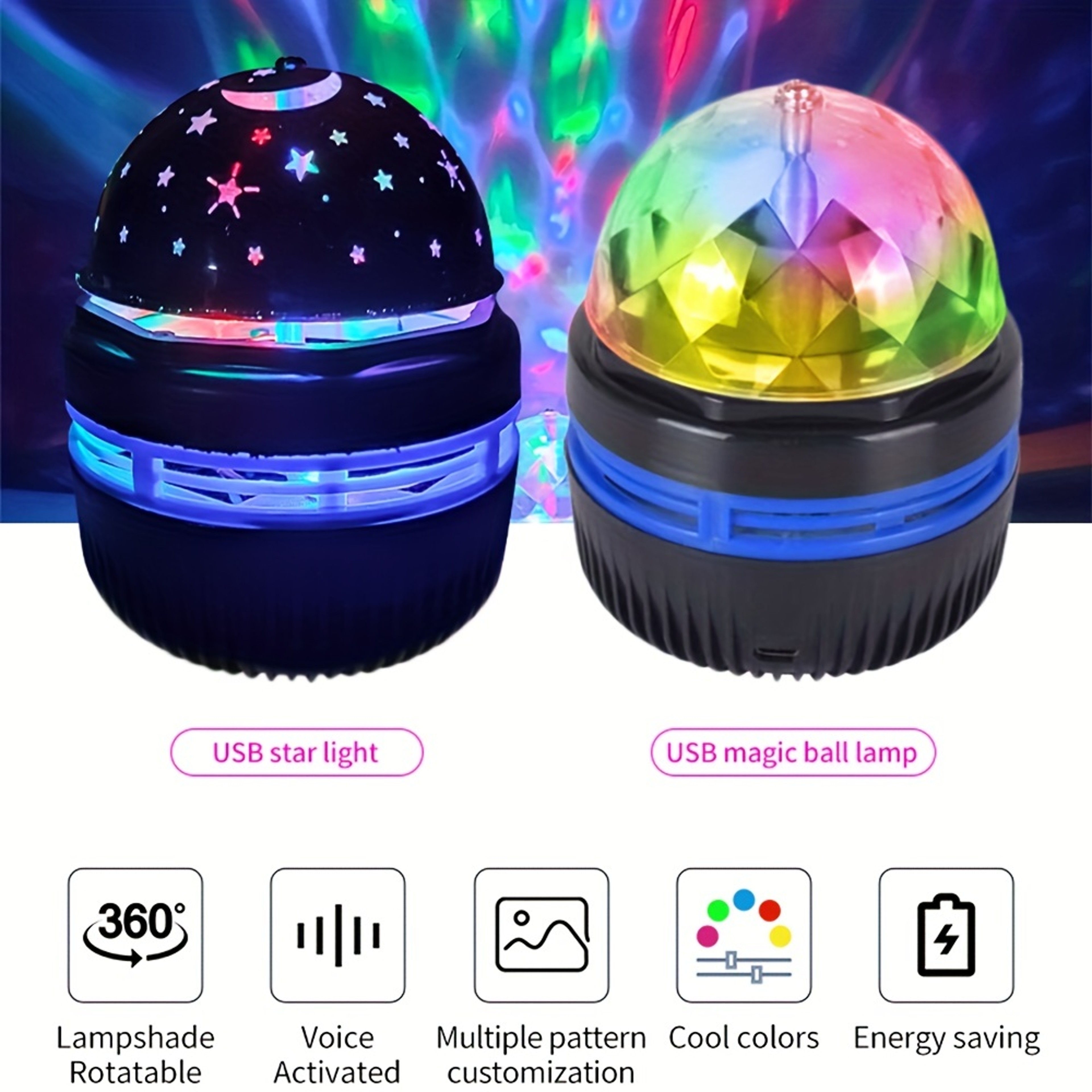 Rotating Decoration Atmosphere Projector Lamp for Weddings Christmas Parties – view 1