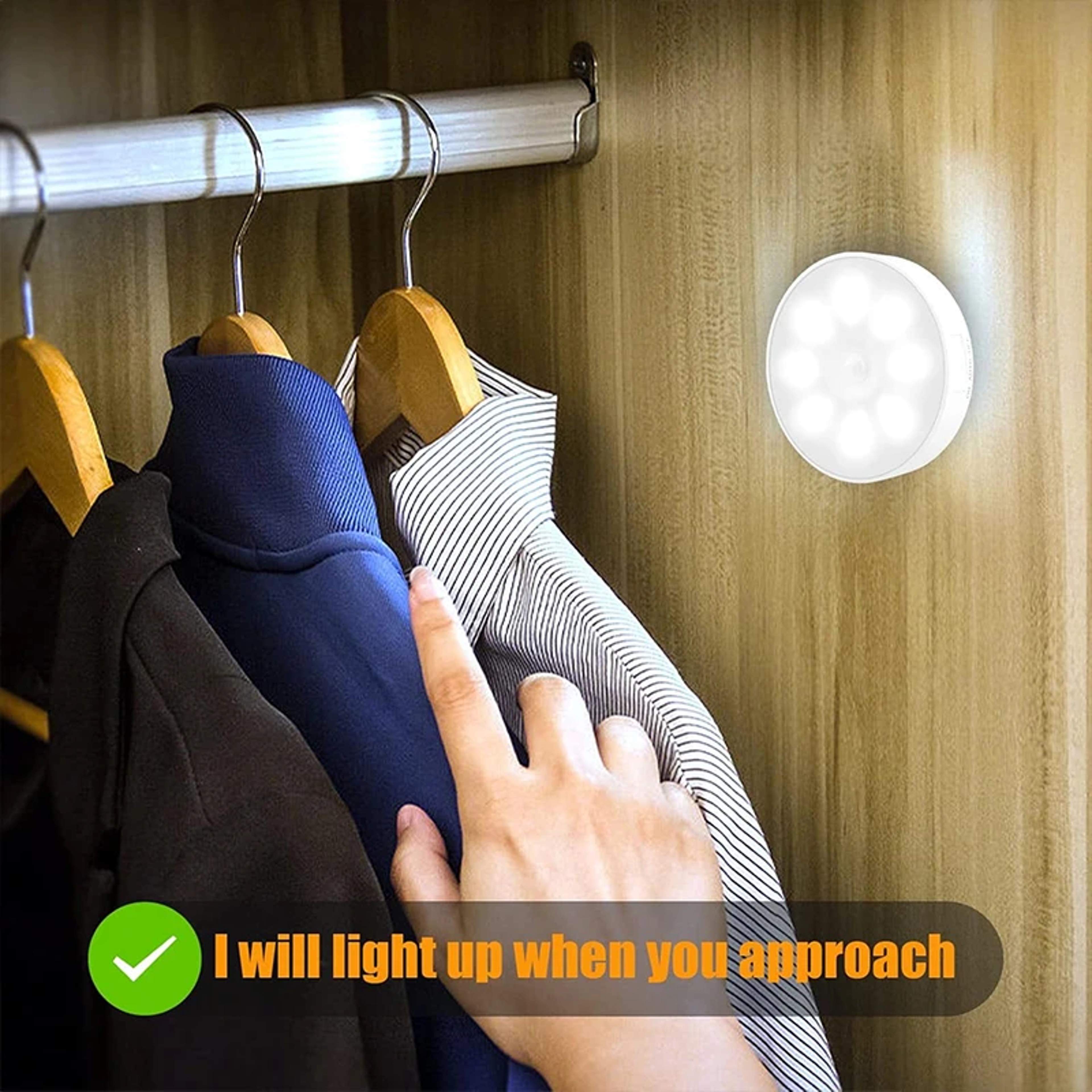 USB Rechargeable Sensor LED Night Light, Wireless Staircase and Closet Lamp for Cabinet and Wardrobe – view 4