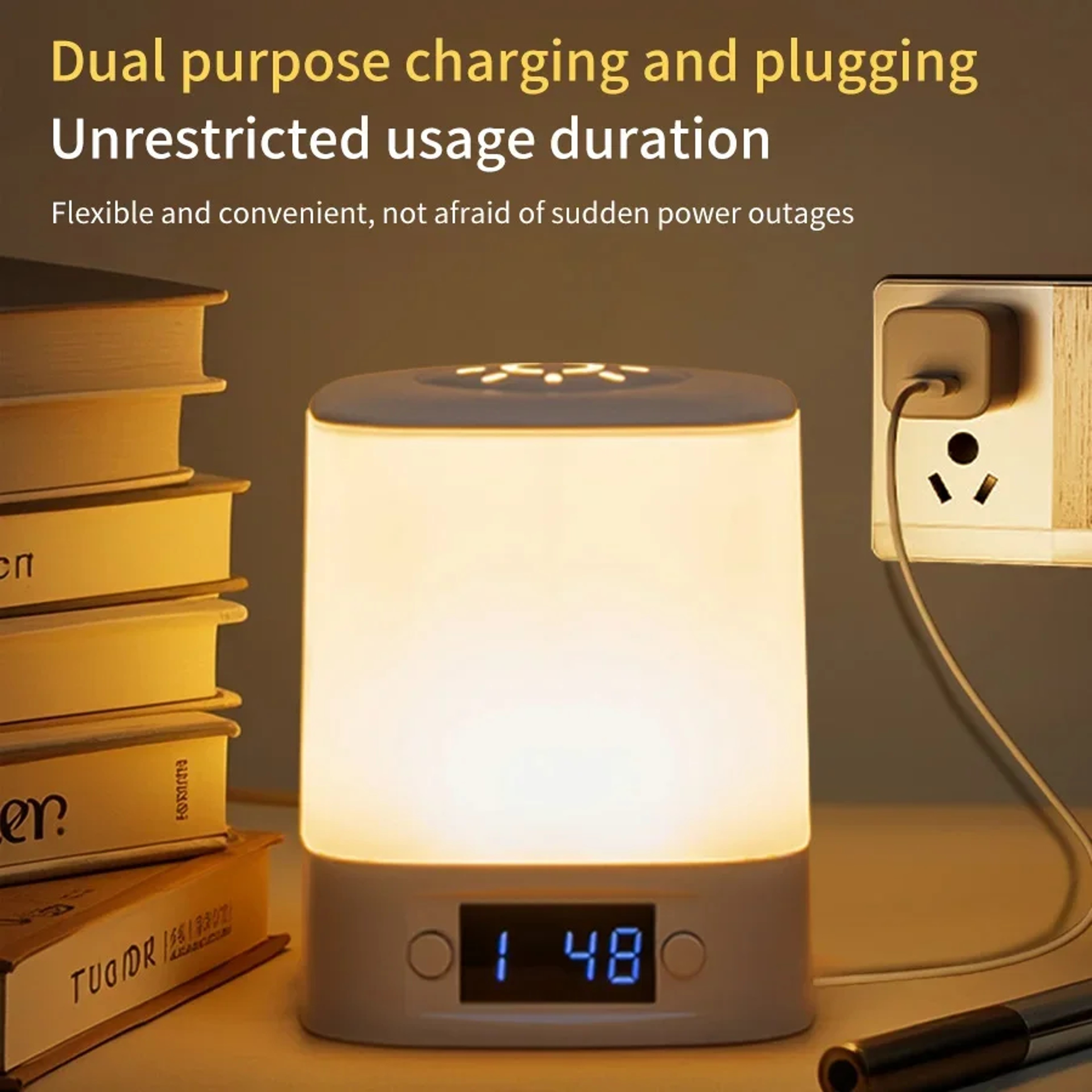 USBPowered LED Night Light With Time Display Adjustable Brightness Bedside Lamp For Baby Nursery An 3