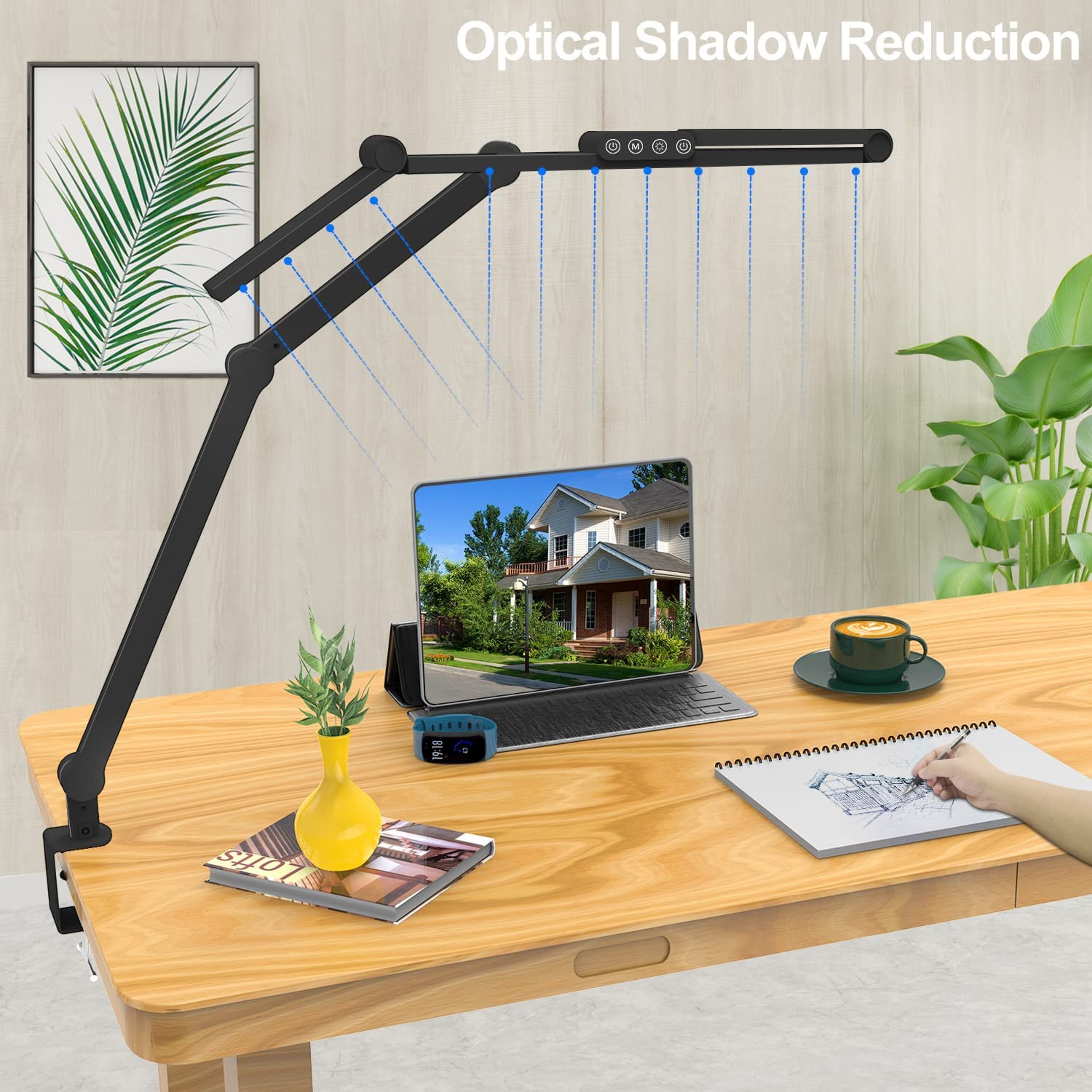 Ultra Bright Desk Light with Clamp, Architect LED Desk Lamp for Home Office, Adjustable Auto Dimming and Atmosphere – view 4