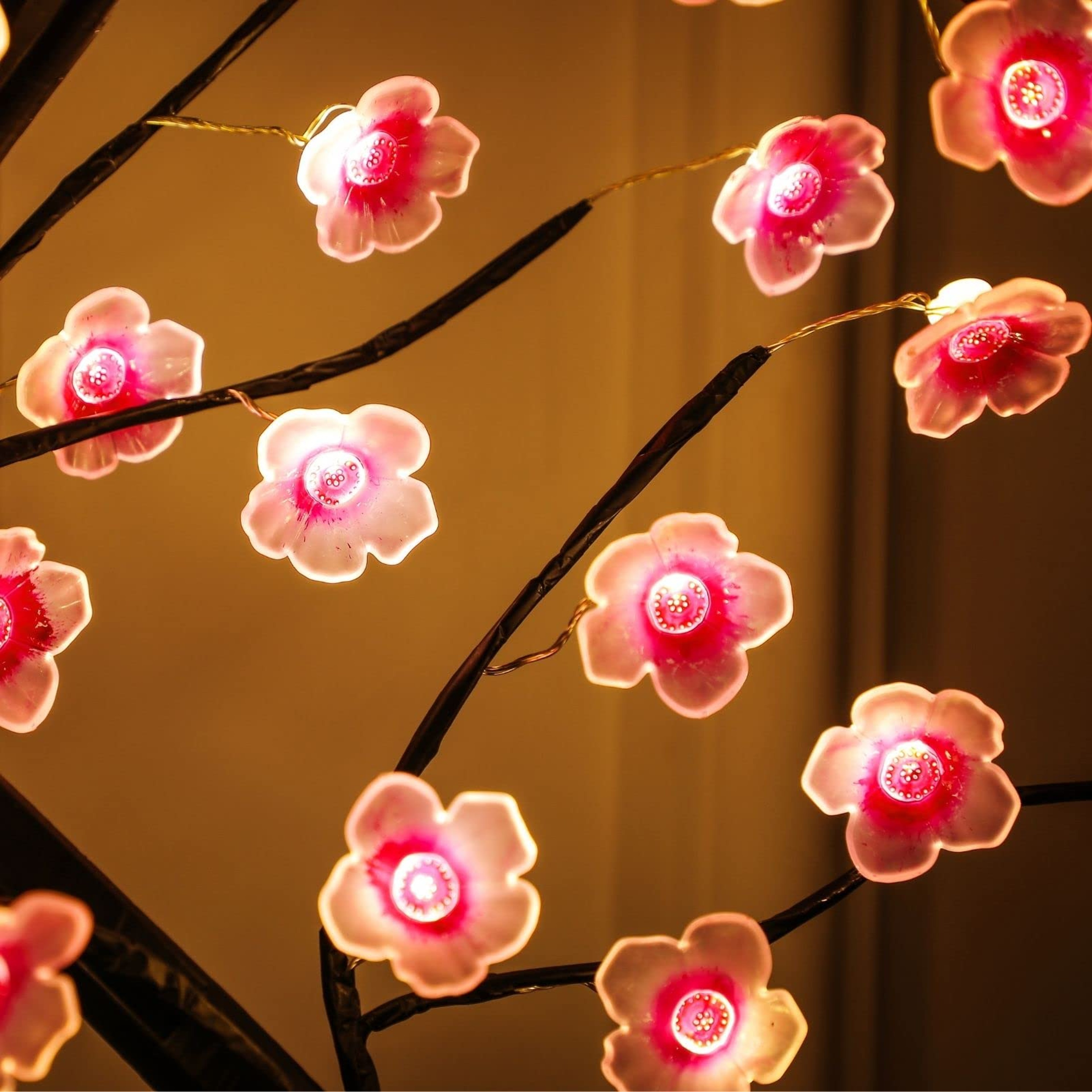 Touch Switch Artificial Bonsai Cherry Blossom Tree LED Lamp Decoration For Desk 4