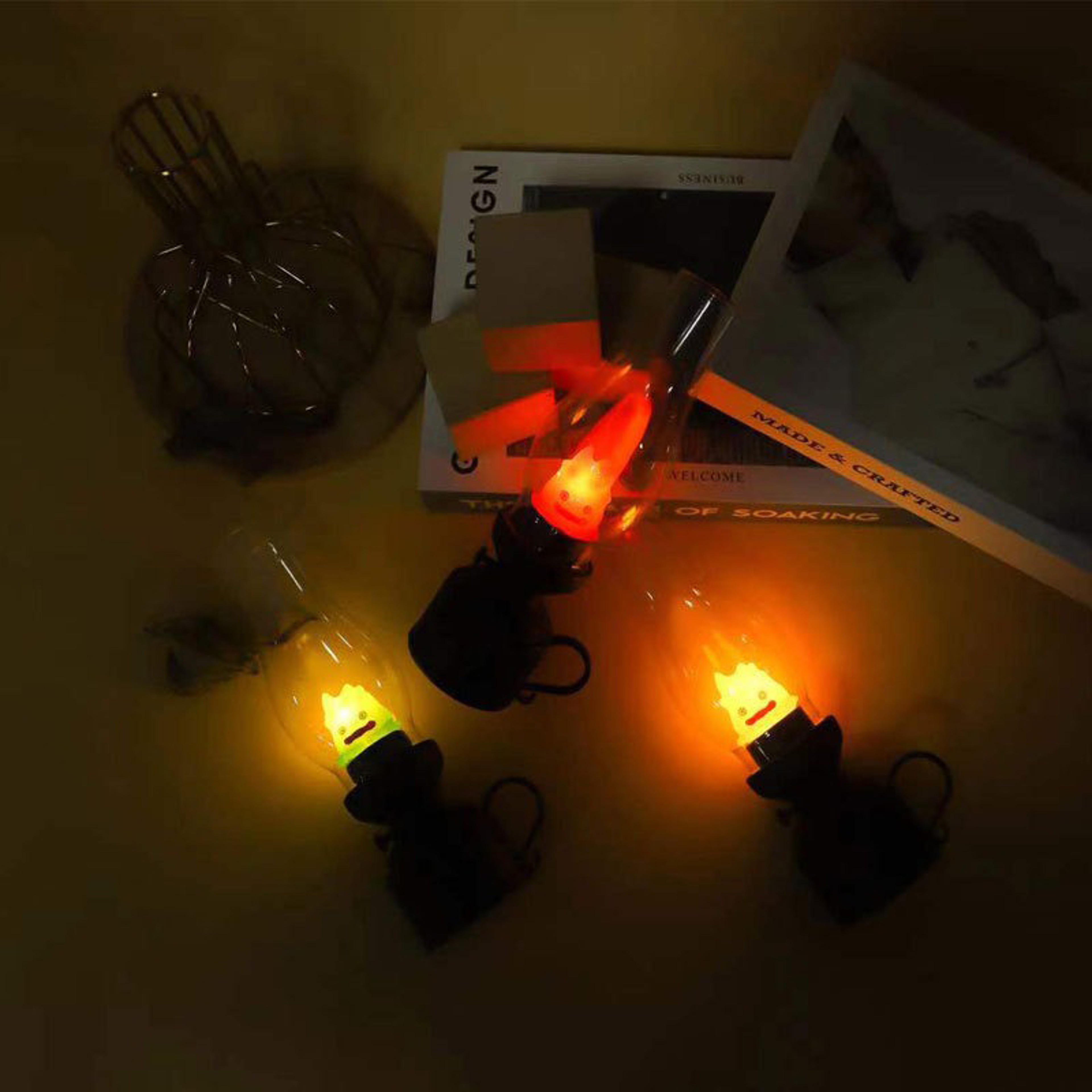 Cartoon Anime Kerosene Lamp Halloween Retro Decorative Candle Light Calcifer Flameless Night Light  3
