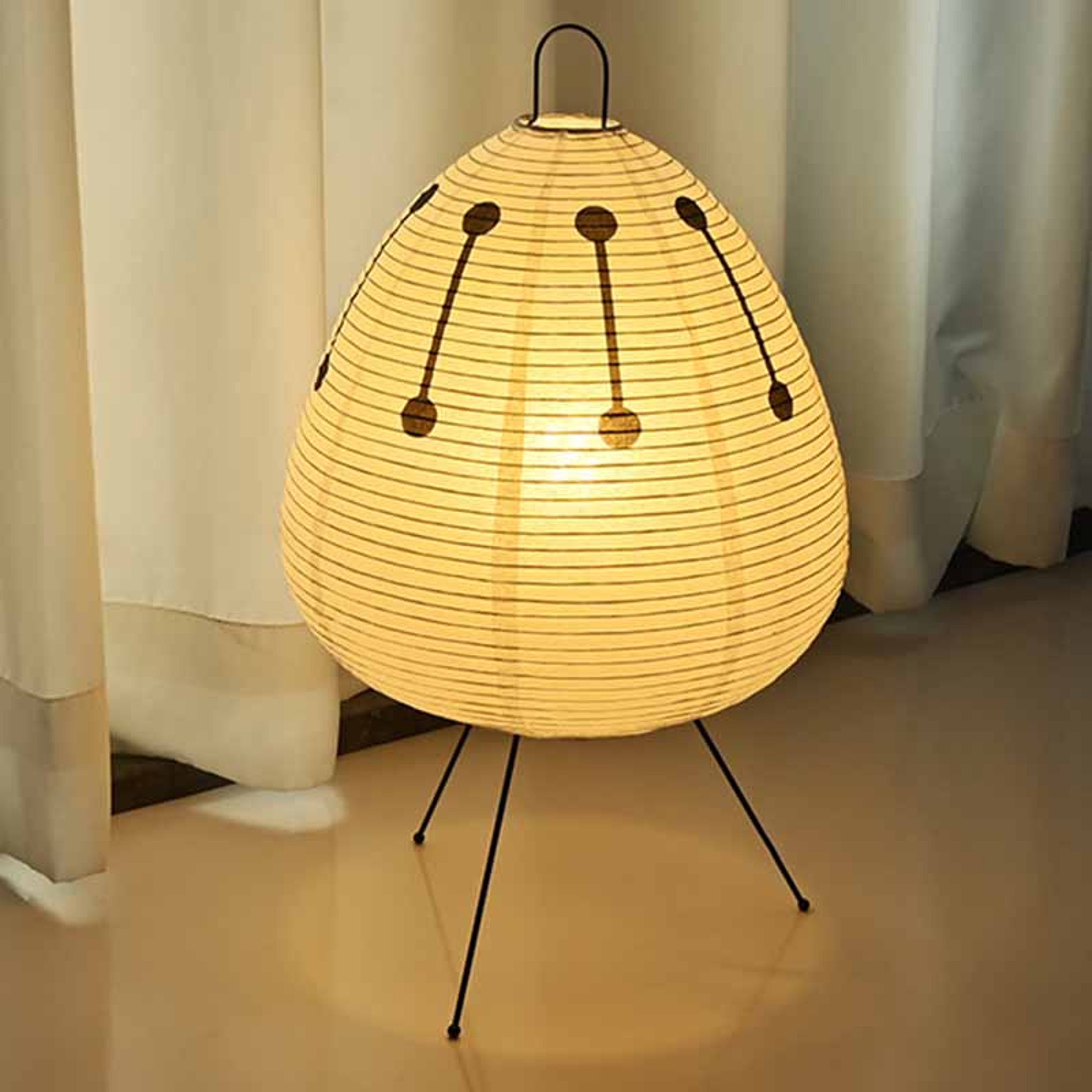 Rice Paper Table Lamp Japanese Style, Japanese Design Paper Table Lamp, Tripod Lantern Lamp, LED Desk Lamp for Bedroom – view 8