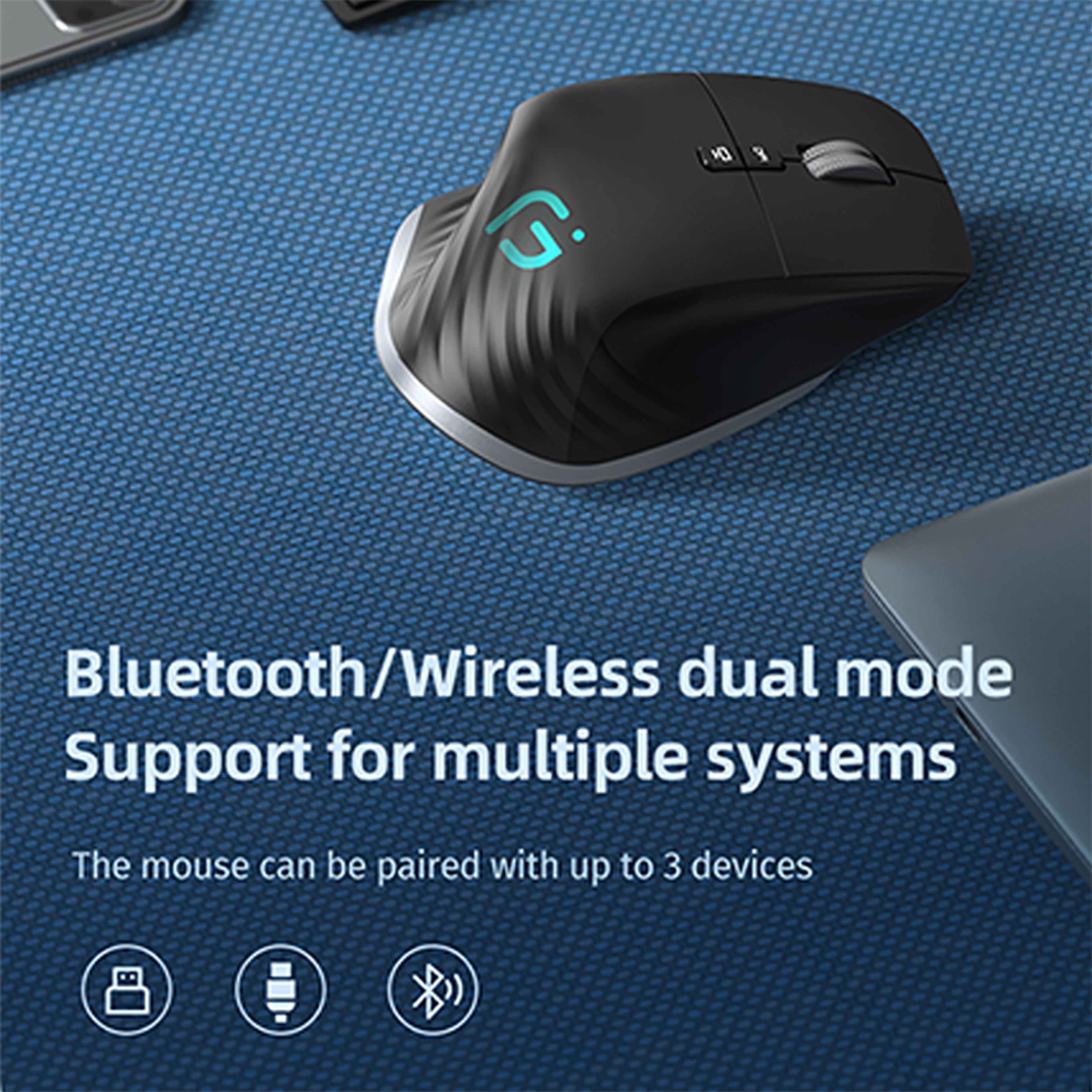 Wireless Multi-Device Bluetooth Mouse, Portable Optical Mouse, Ergonomic Right-Hand Computer Mice – view 4