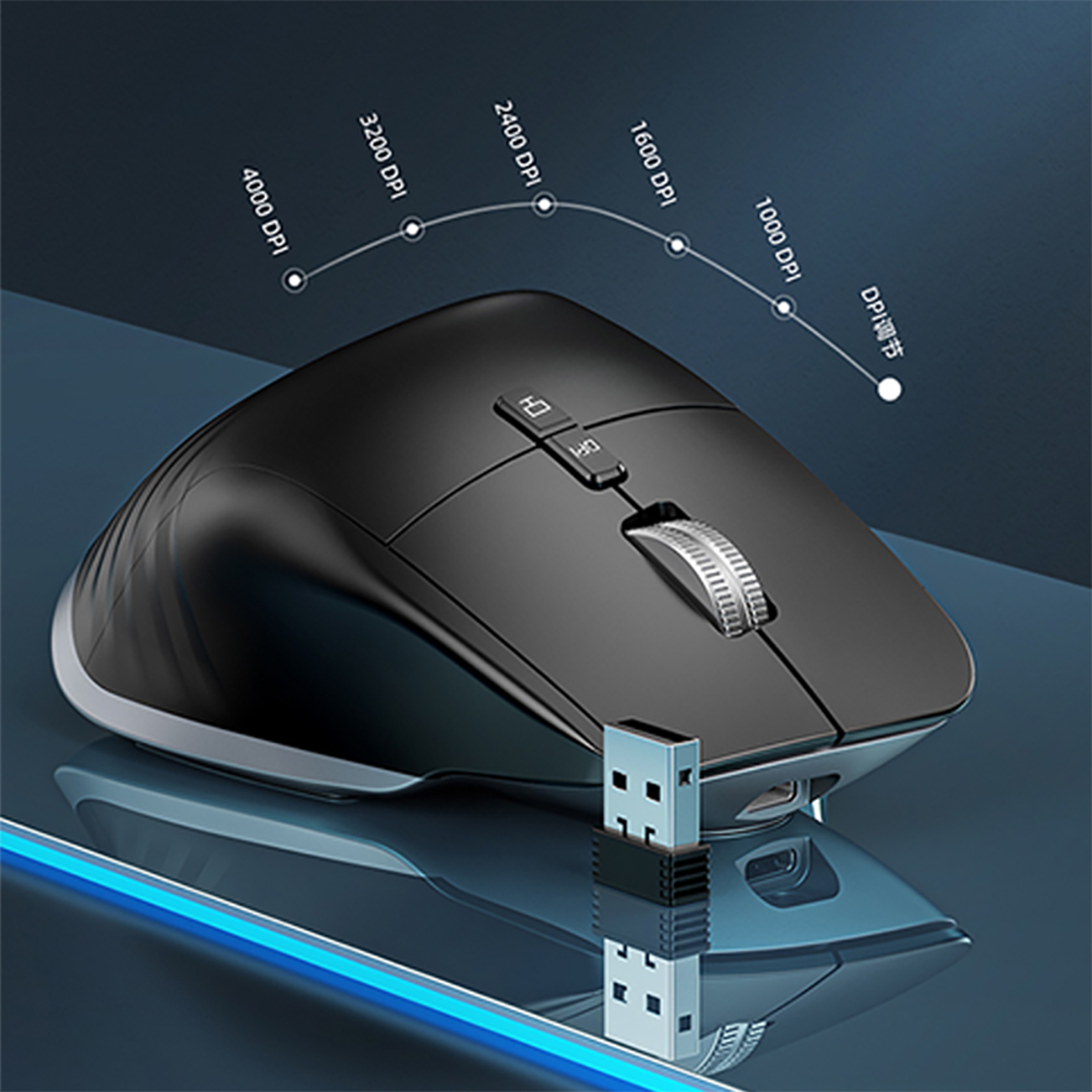 Wireless Multi-Device Bluetooth Mouse, Portable Optical Mouse, Ergonomic Right-Hand Computer Mice – view 5