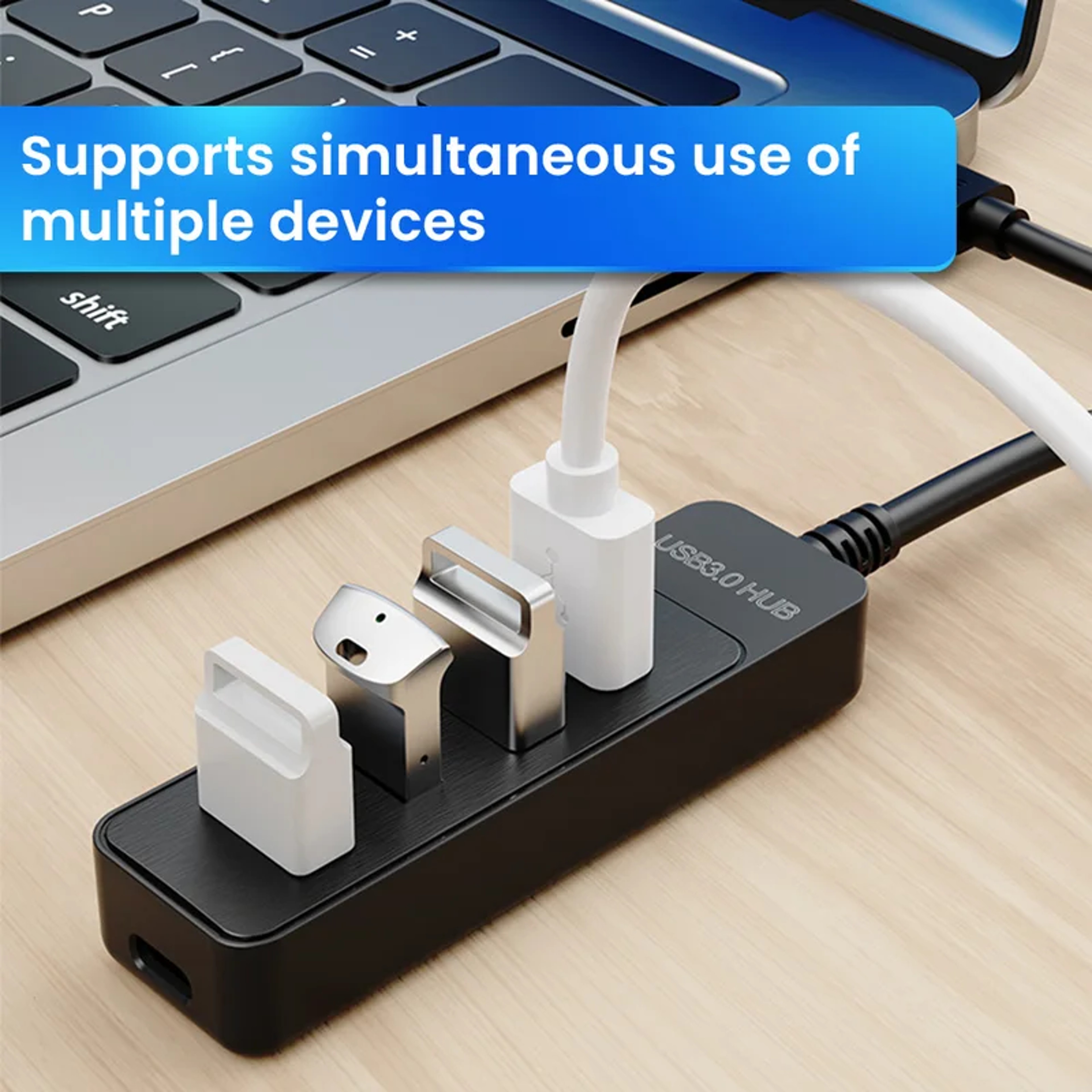 Multi USB Hub Power Adapter Splitter, USB Multi Port Extender Hub – view 3