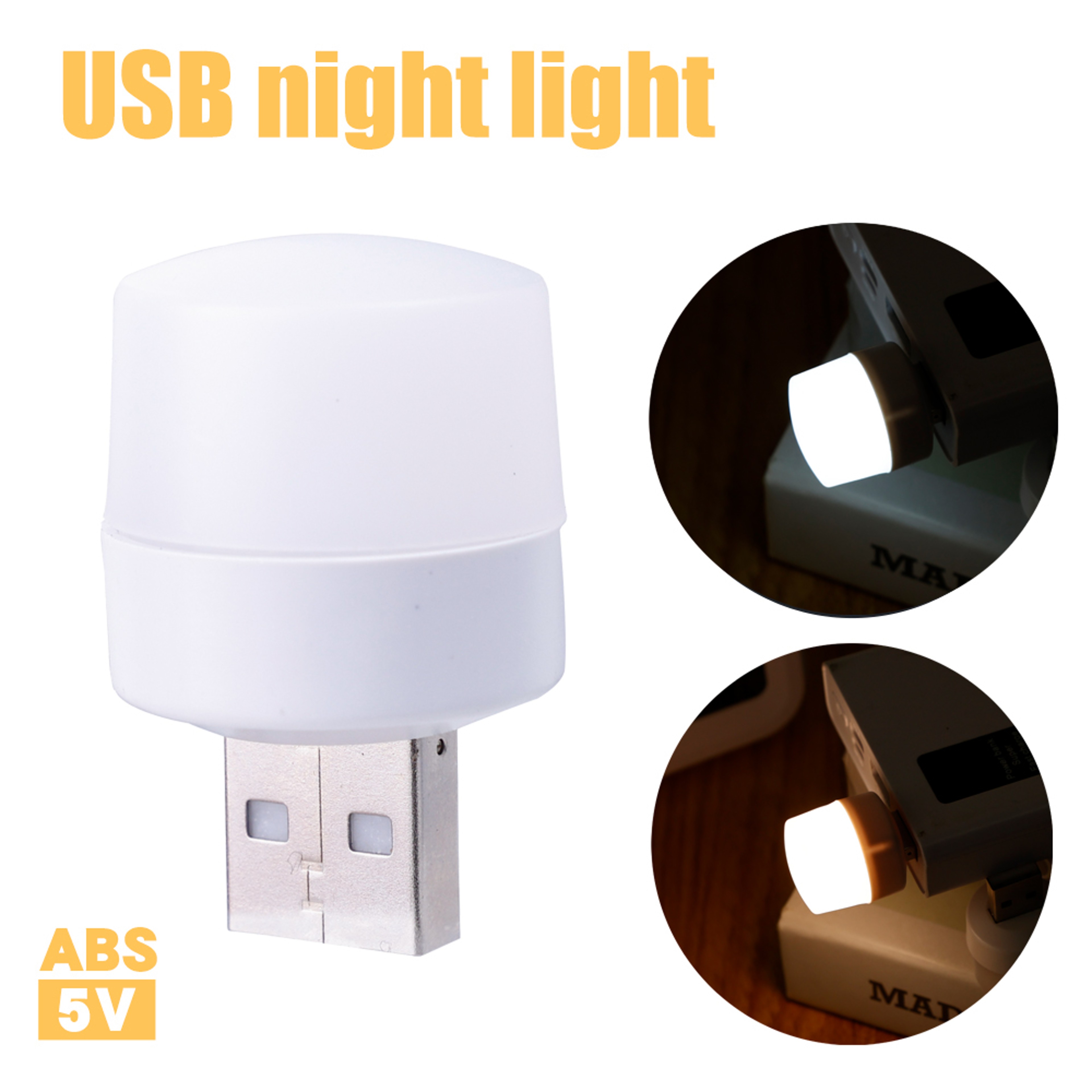Night Light Warm White Eye Protection LED Lamp For Reading USB Plug Computer Mobile Power Charging 4