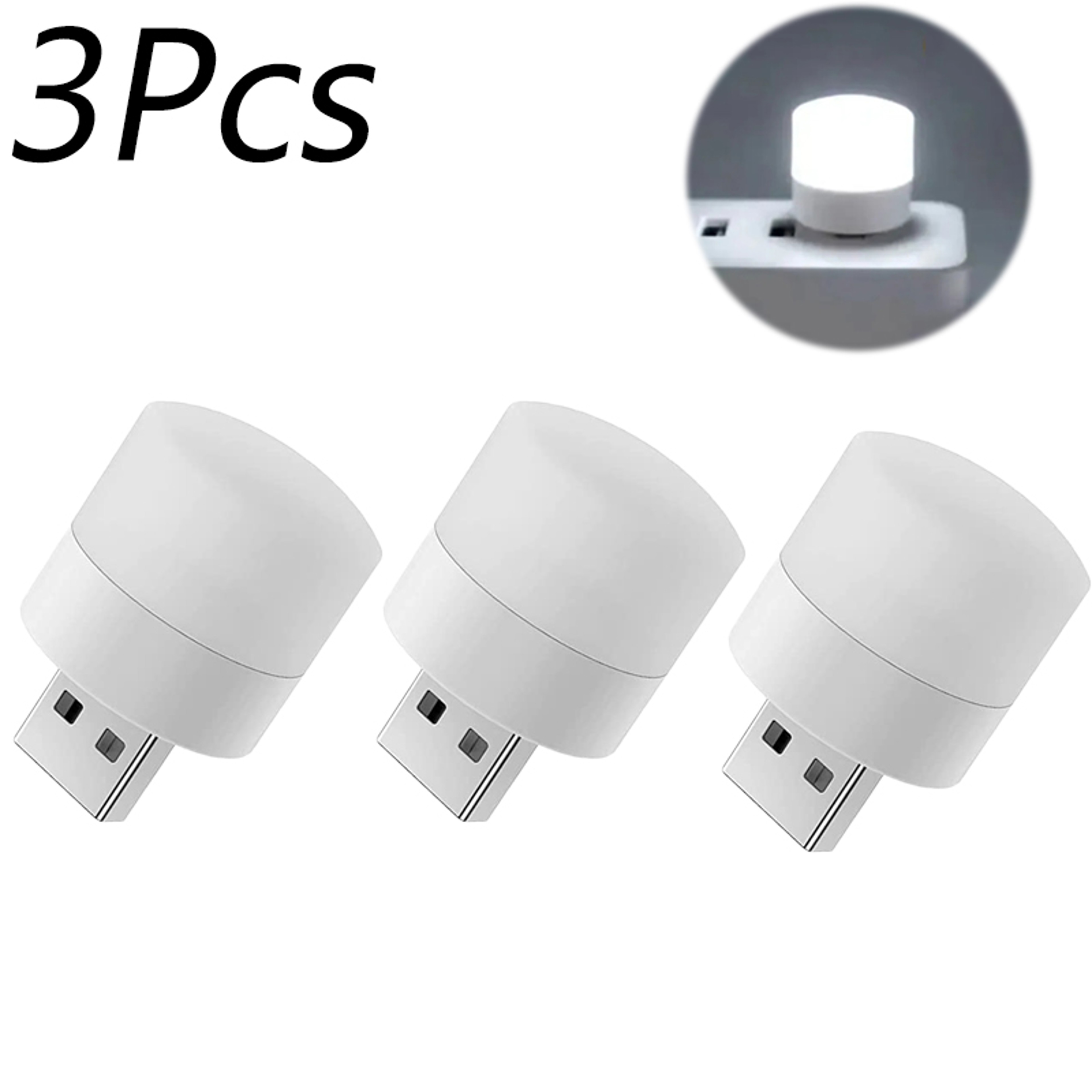 Night Light Warm White Eye Protection LED Lamp For Reading USB Plug Computer Mobile Power Charging 7