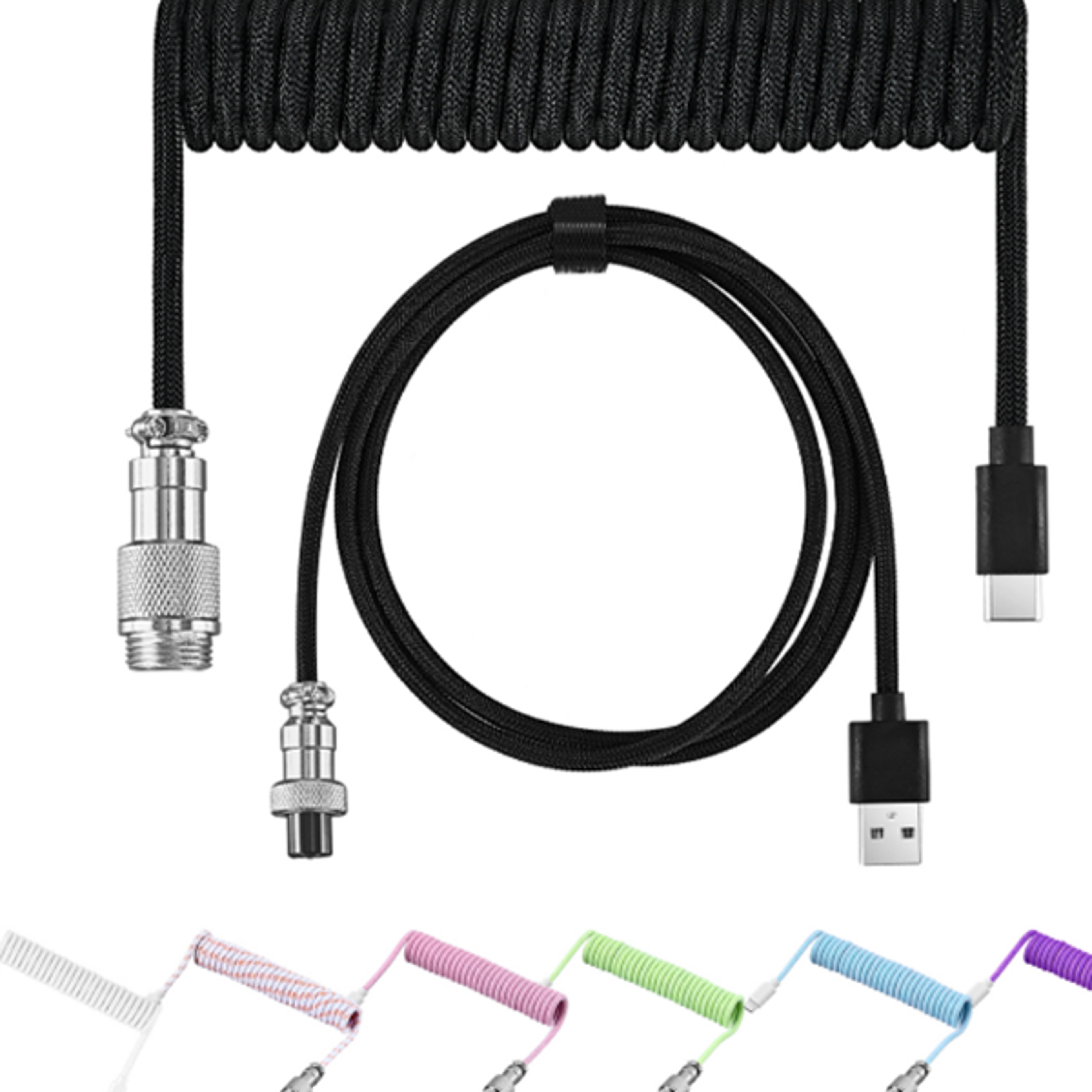 NNBILI Type C Mechanical Keyboard Coiled Cable USB Keyboard Wire Mechanical Keyboard Aviator Desktop