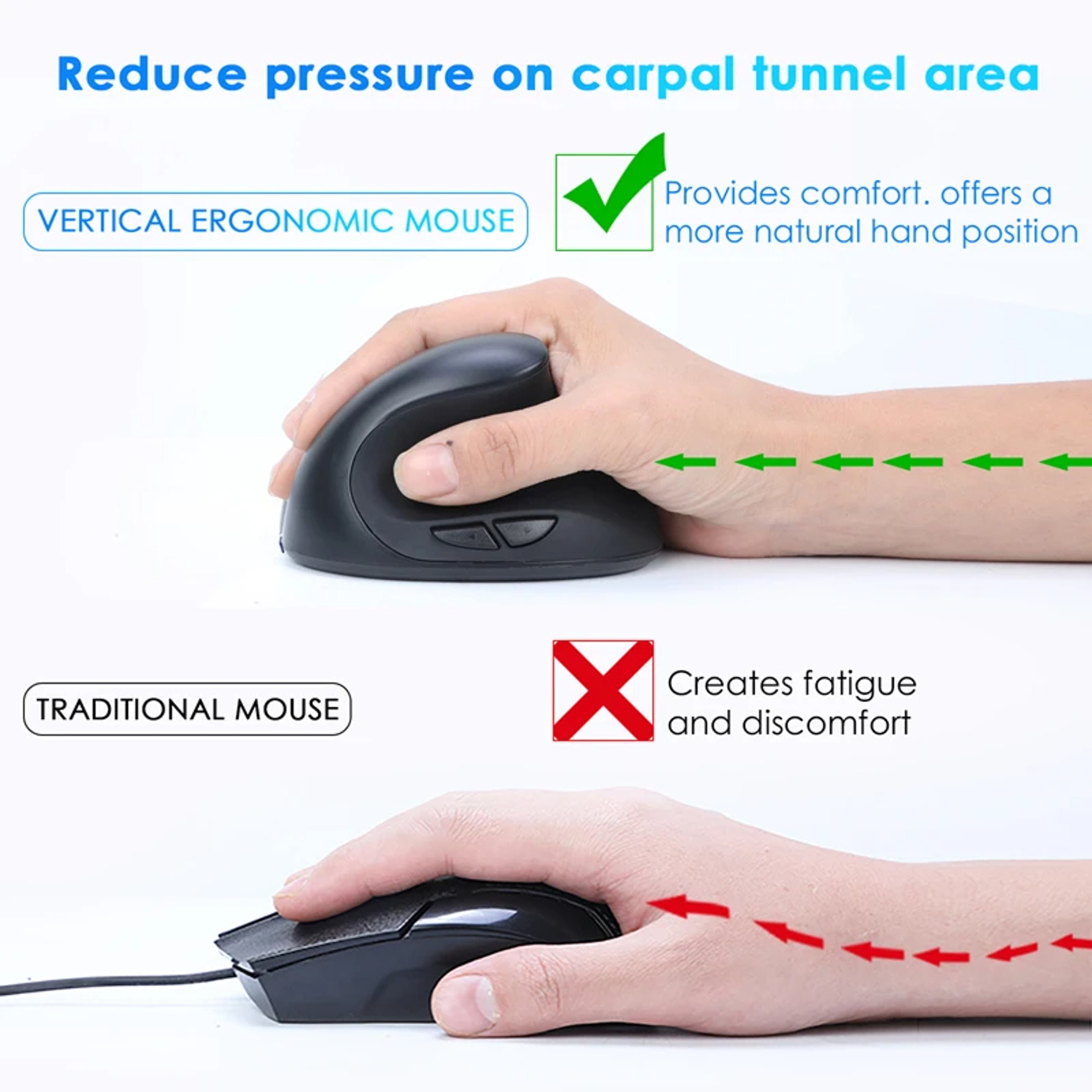 Wireless Battery Vertical Mouse Ergonomic Mice USB Right Hand Gaming Laptop Computer 5