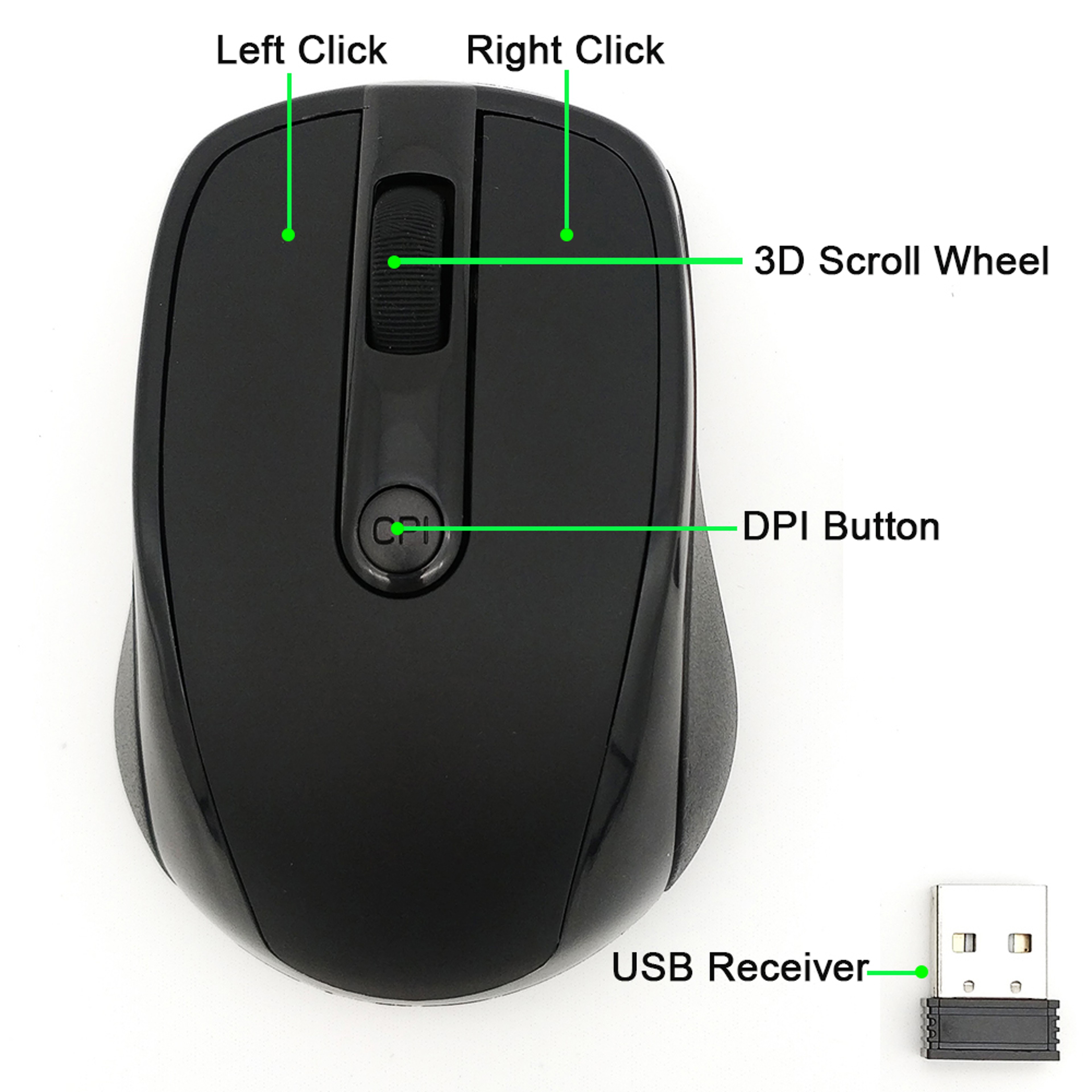 Ergonomic Mice For Laptop, Adjustable Receiver Optical Computer Mouse, PC Mouse – view 3