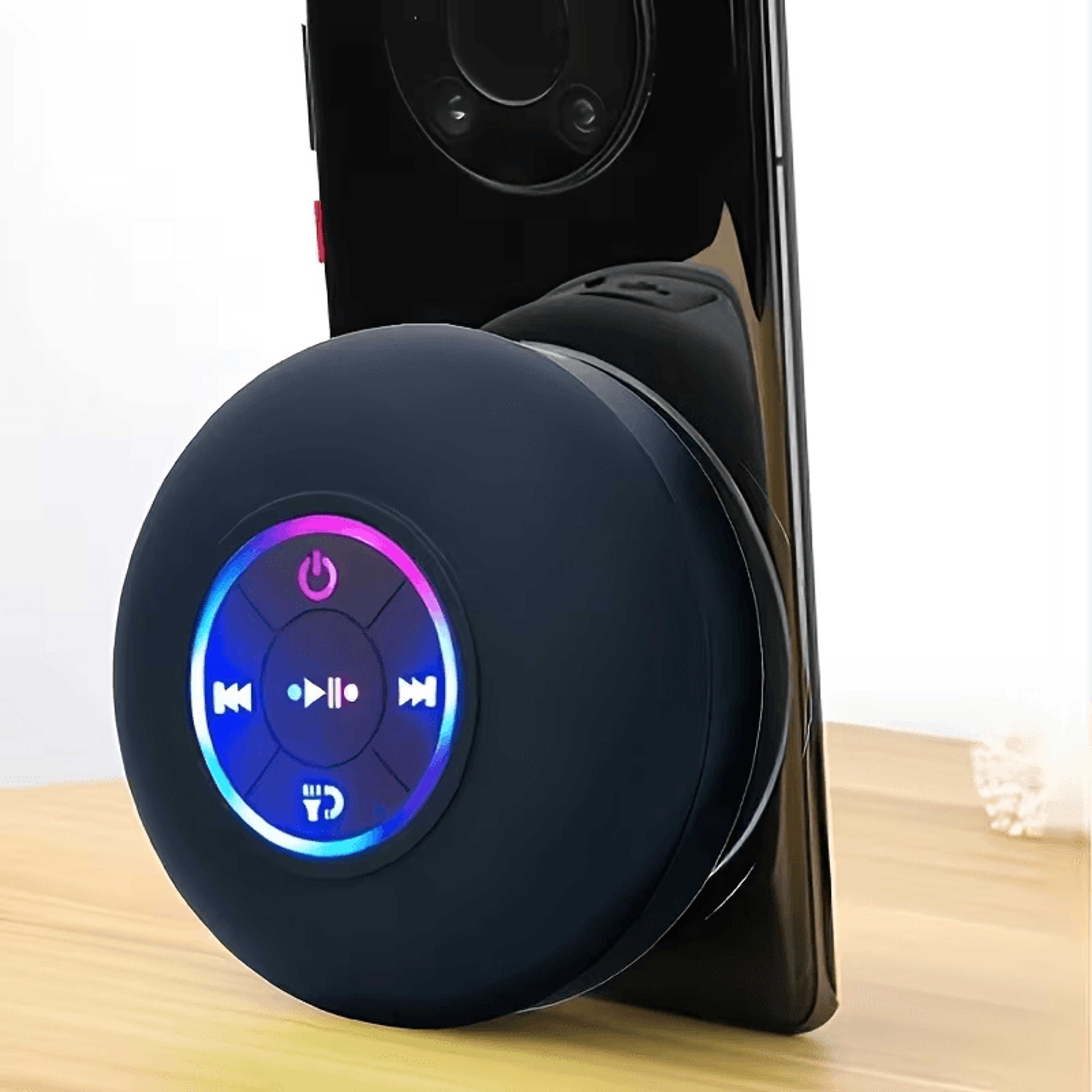 speaker mounted inside steamy shower stall