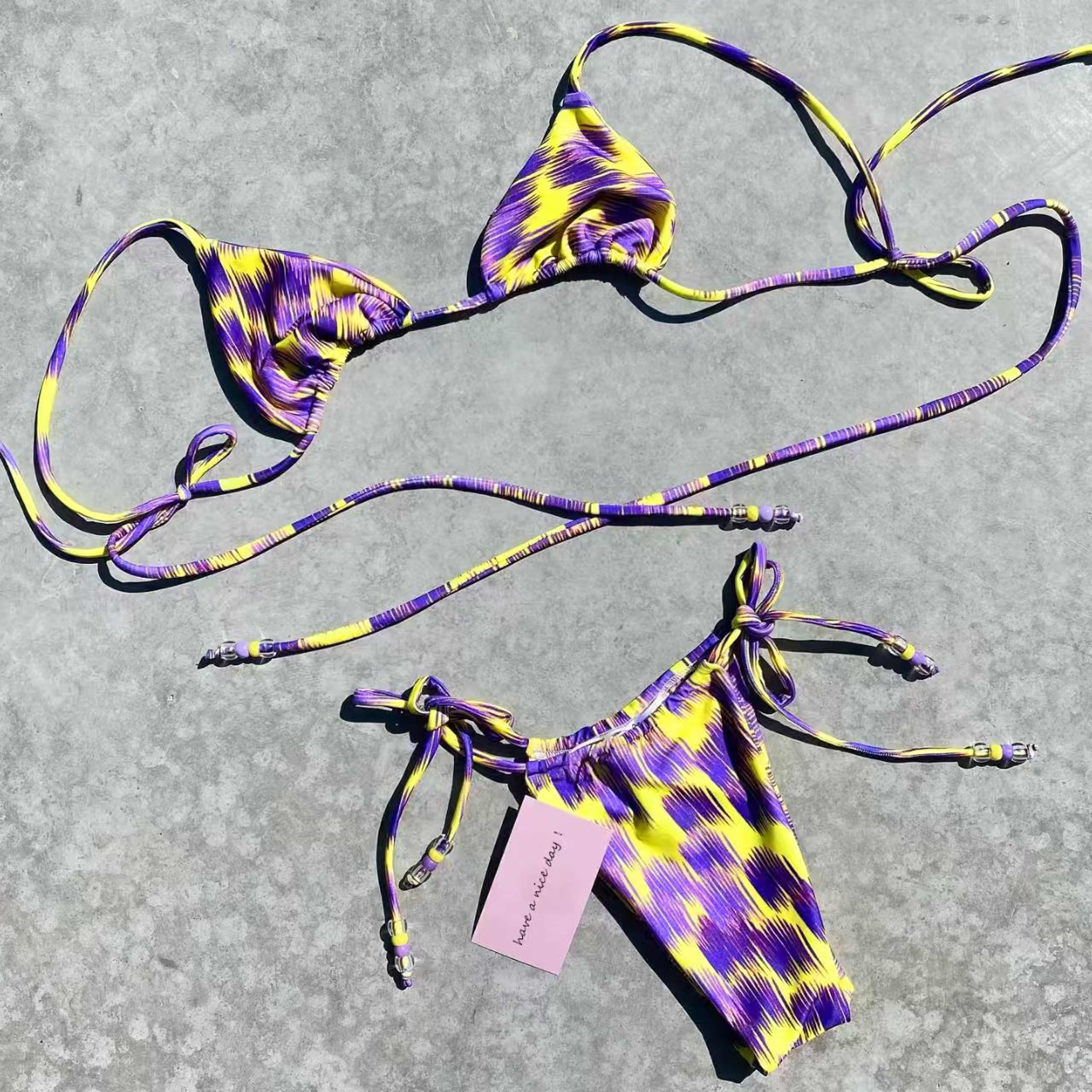 Halter Swimwear Brazilian Bikini Set, Print Beachwear Swim Suits Female – view 5