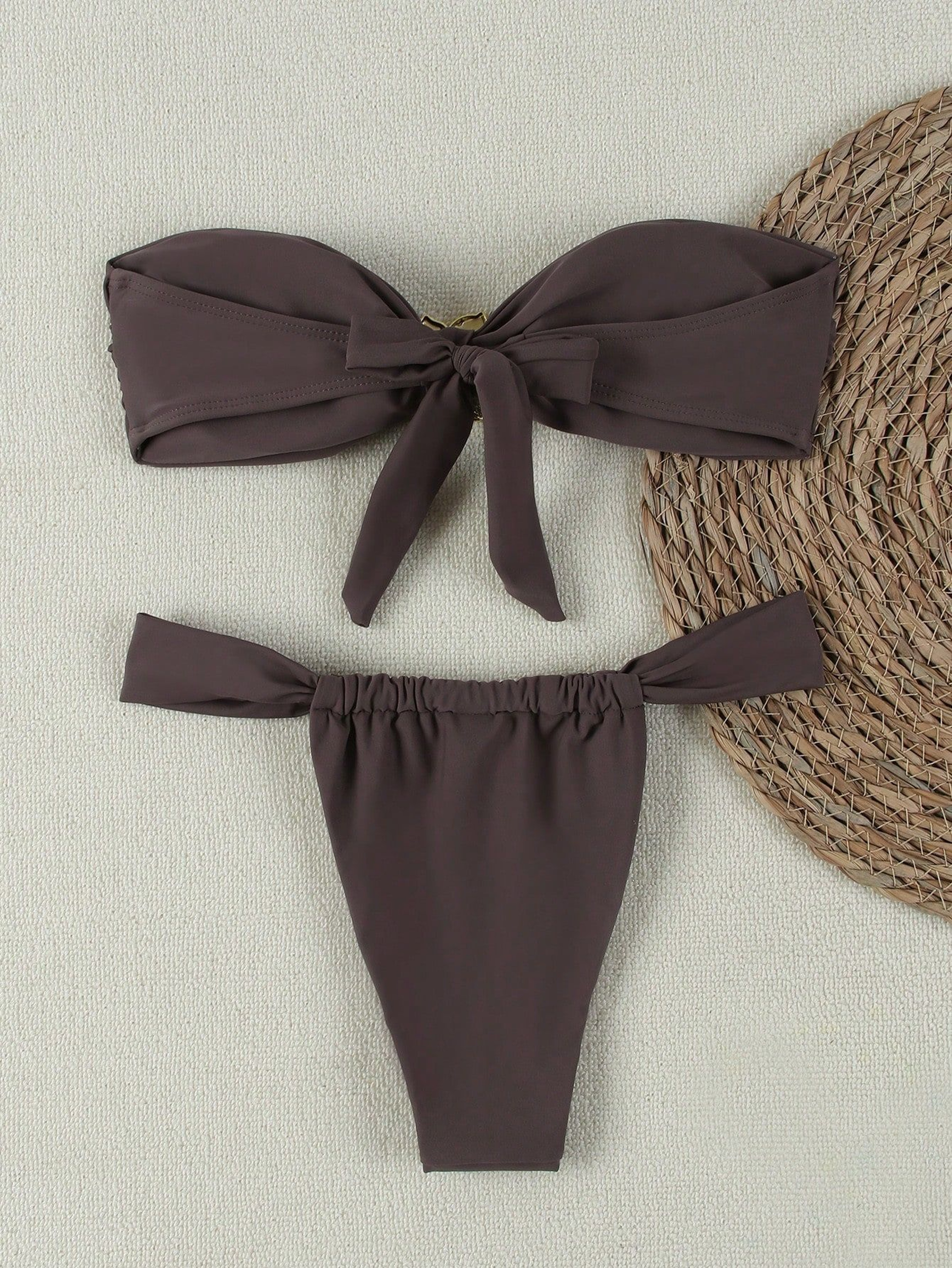 Brazilian Thong Swimwear For Women Bandeau PushUp Bikini Set 4
