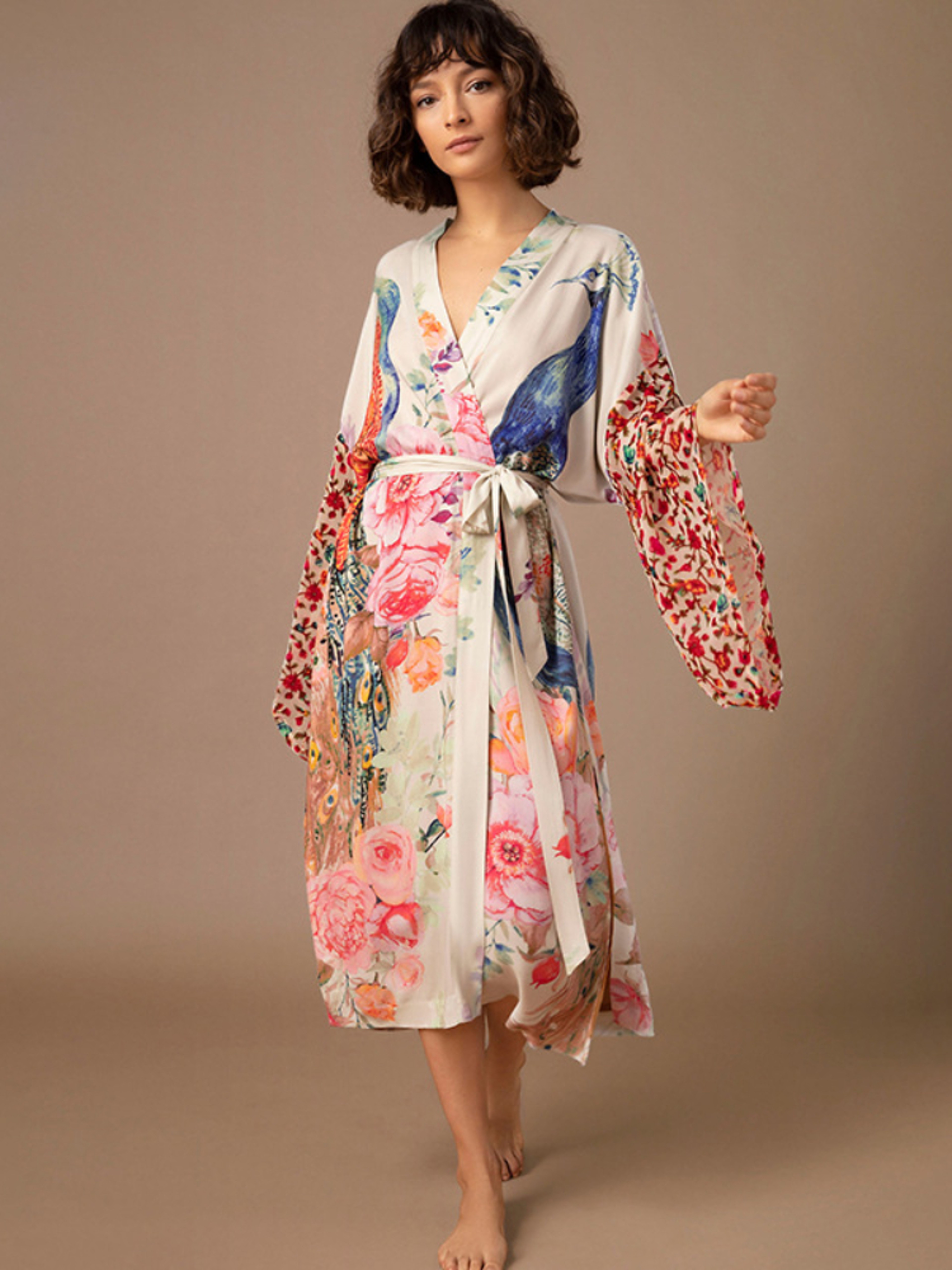 Self Belted Wrap Dresses, Printed Swimsuit Cover Up for Beachwear, Seaside Bathing Suits – view 1