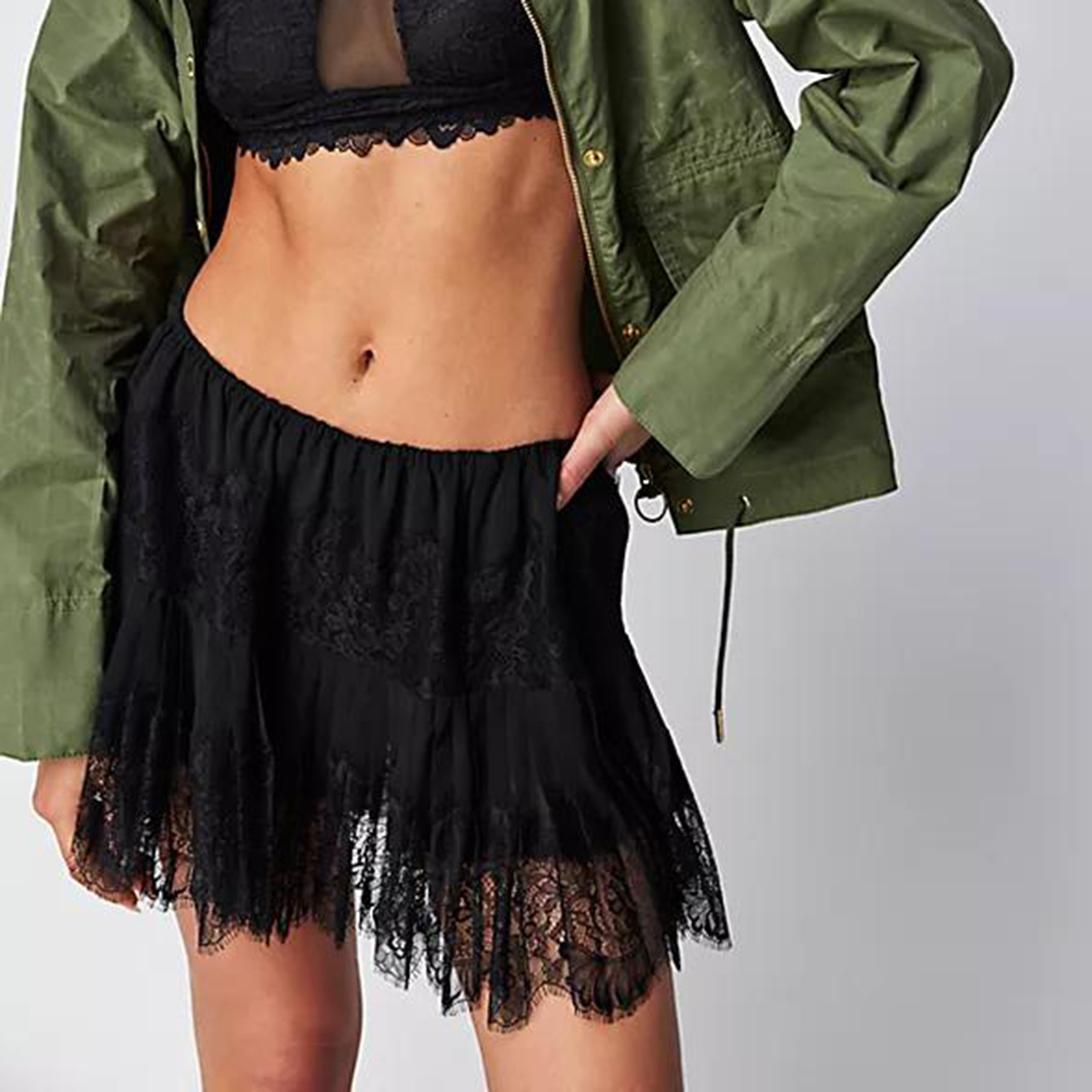 Flowy Swimwear Skirt, Ruffle Low Waist, Layered Pleated Style – view 4