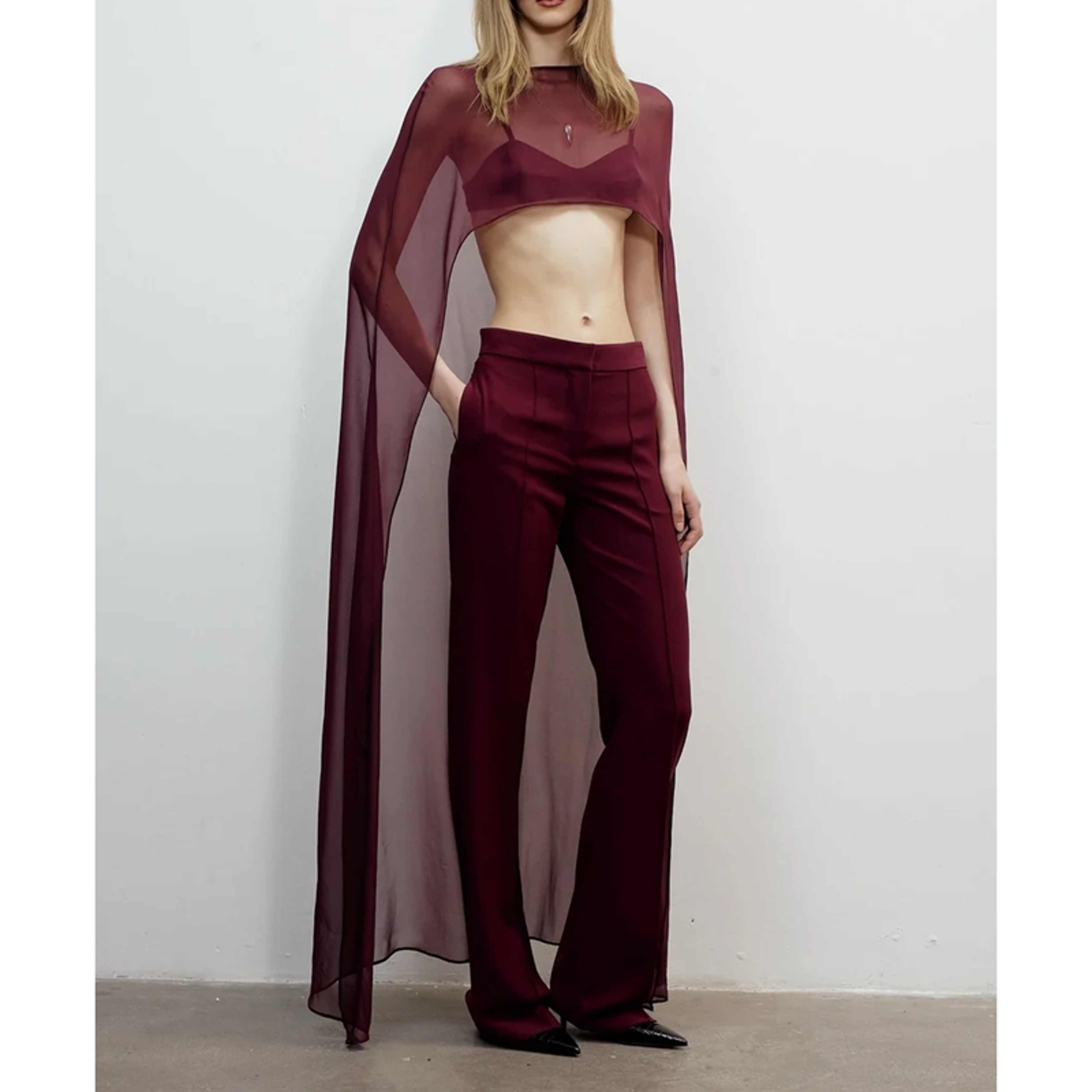 Summer Holiday Solid Color Sheer Cover-ups, Female O Neck Cape Blouse, Long Party Tops – view 7