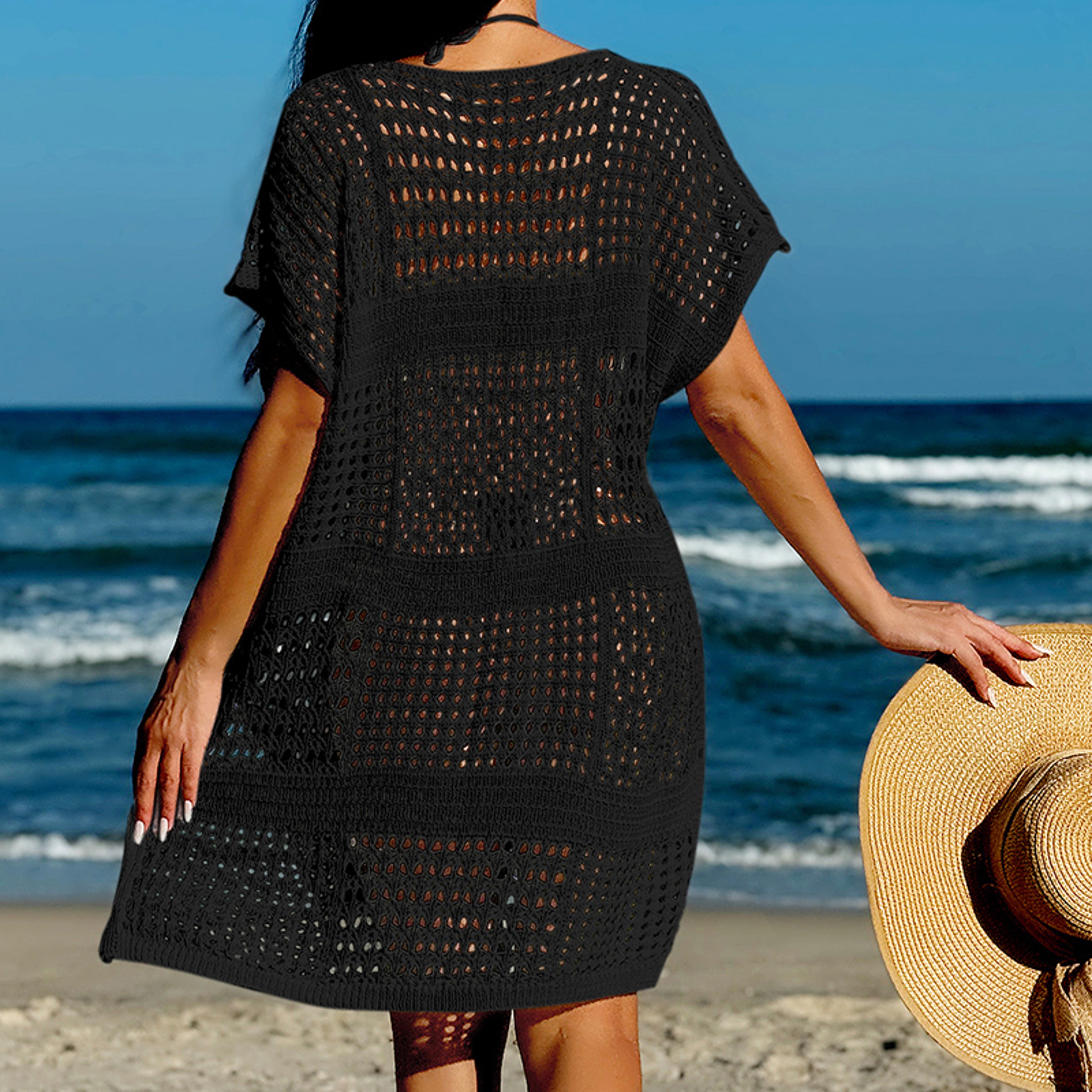 Summer Vacation Casual Loose Beachwear, Hollow Out Beach Bikini Cover-Ups Ladies, Sunscreen Smock – view 2