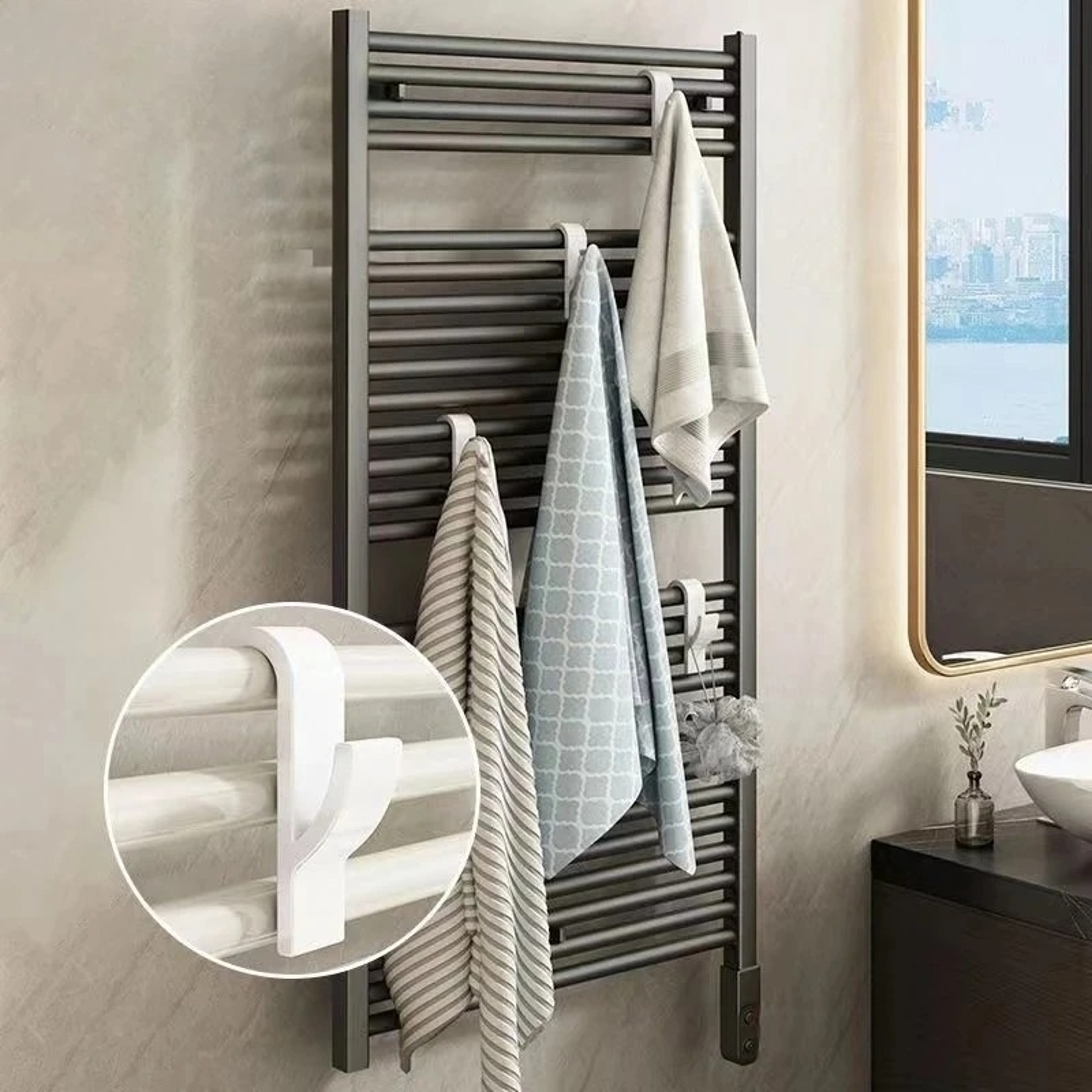 Heated Radiator Rail Holder Hanger Clothes Scarf Hanger Hooks Hooks Clips Storage Racks 1
