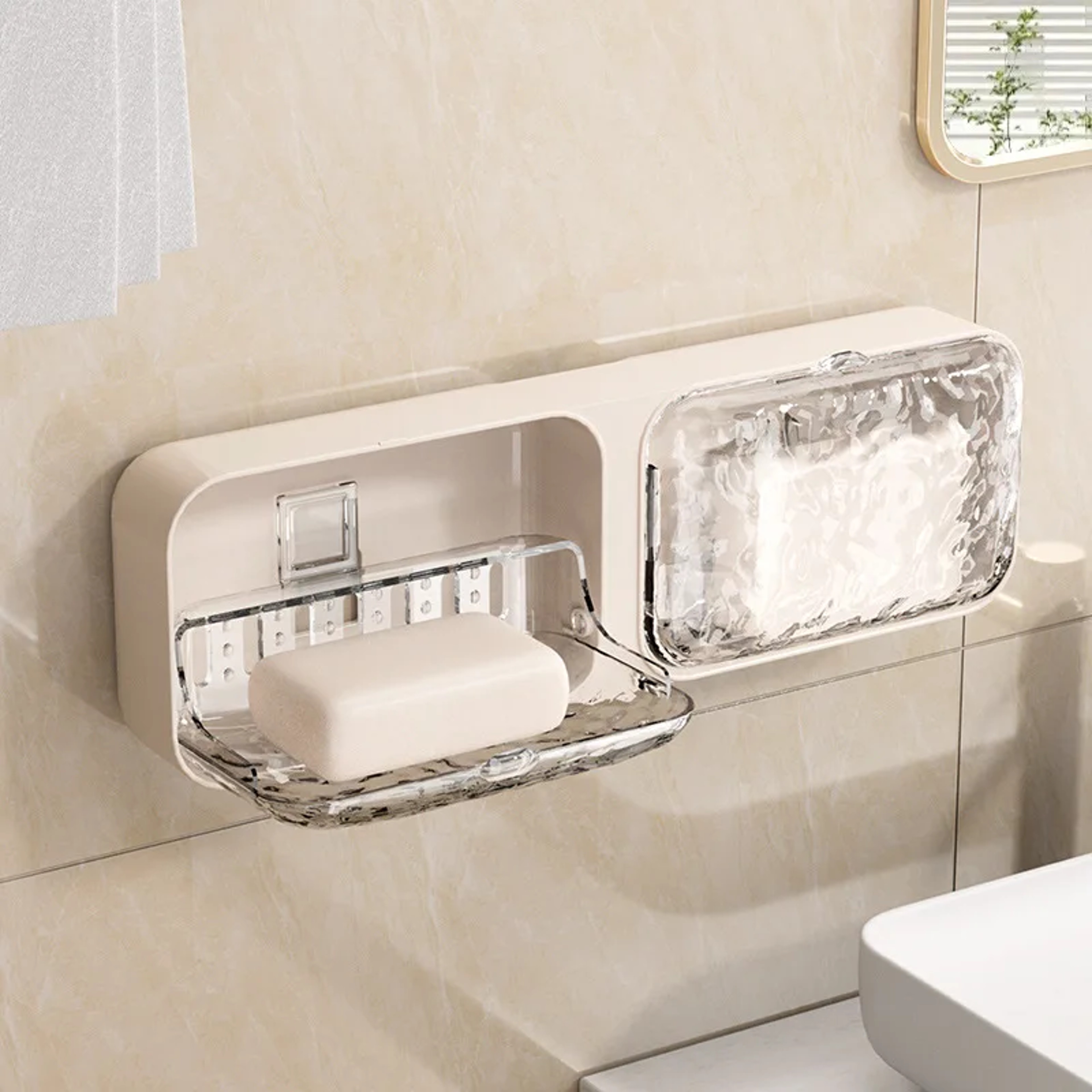 Wall Mounted Soap Holder Organizer FreePunching Bathroom Soap Sponge Holder Double Drainage Dish 7